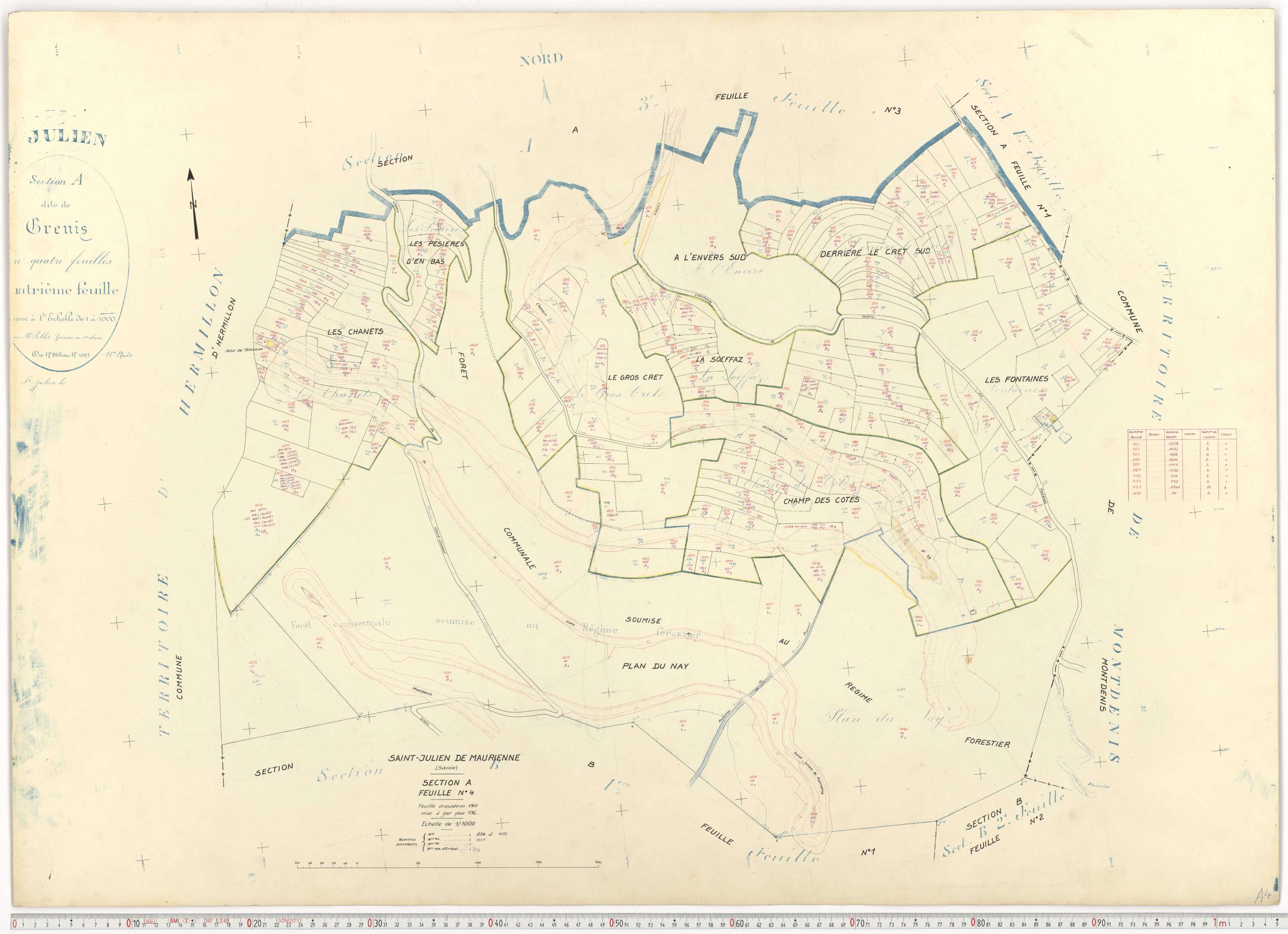 Saint-Julien-Mont-Denis - Plans cadastraux du cadastre rénové.