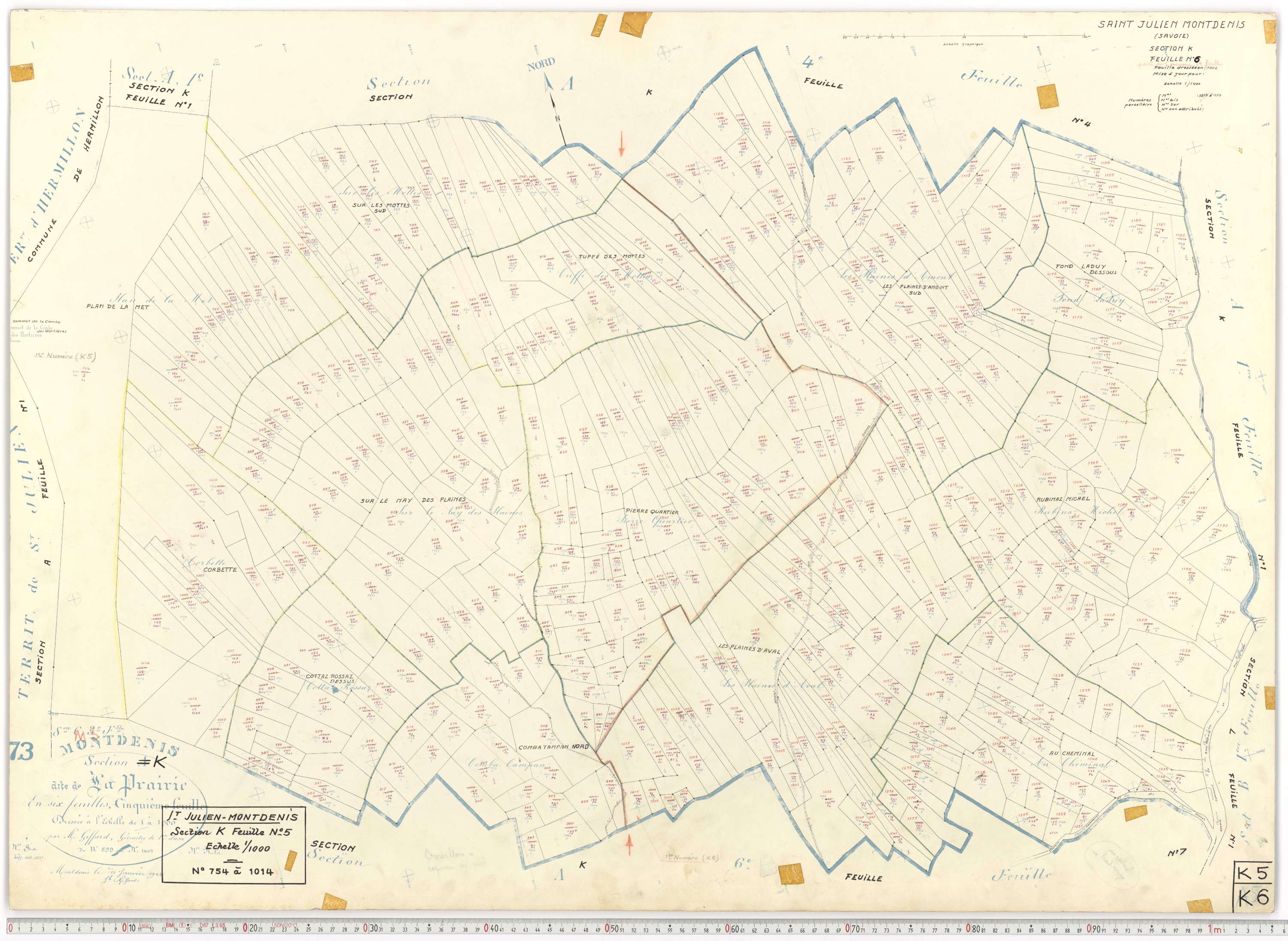 Saint-Julien-Mont-Denis - Plans cadastraux du cadastre rénové.