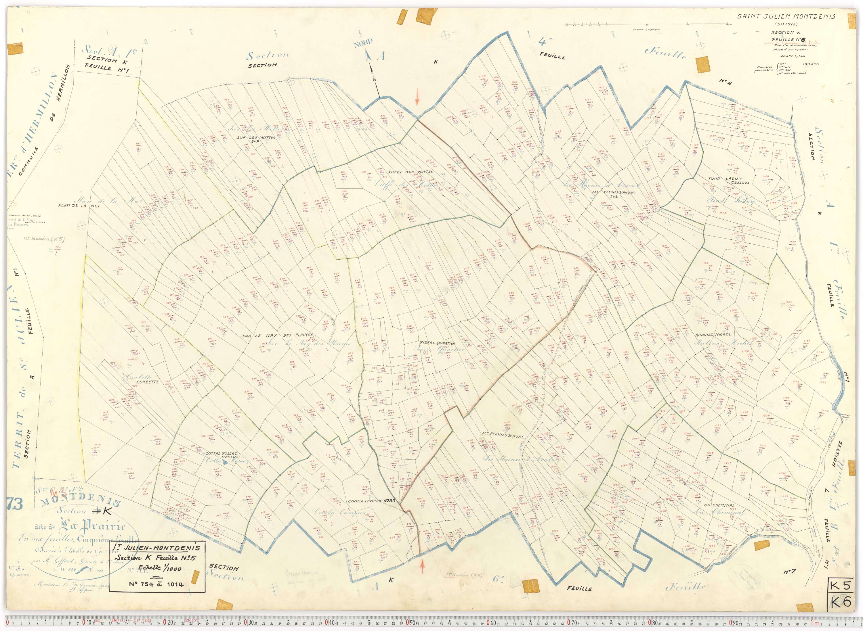 Saint-Julien-Mont-Denis - Plans cadastraux du cadastre rénové.