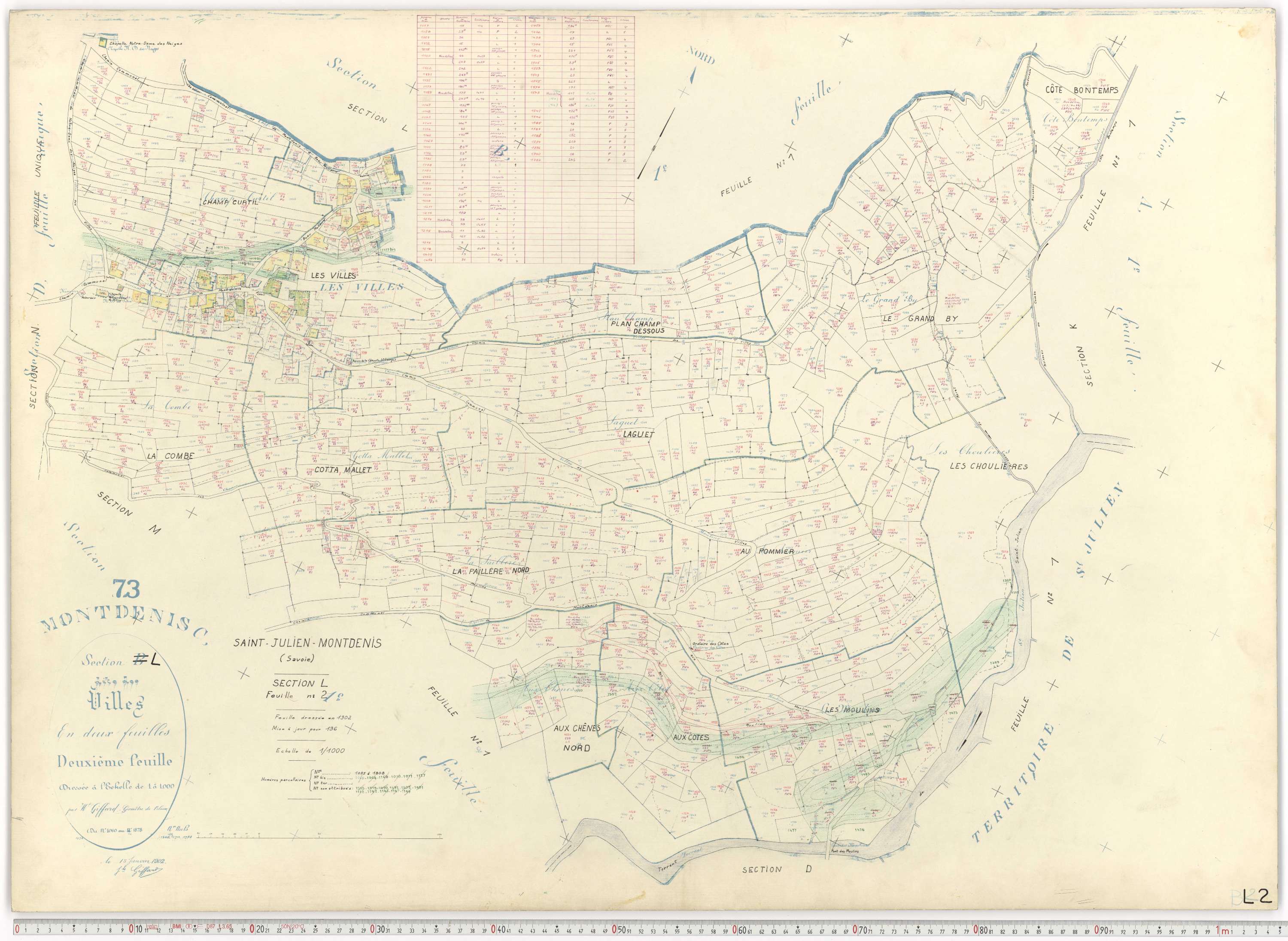 Saint-Julien-Mont-Denis - Plans cadastraux du cadastre rénové.