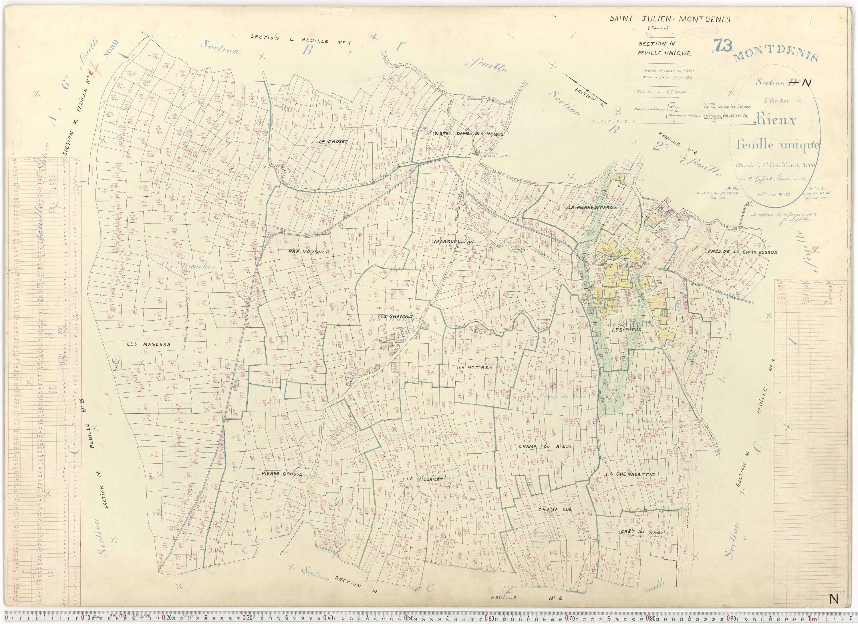 Saint-Julien-Mont-Denis - Plans cadastraux du cadastre rénové.
