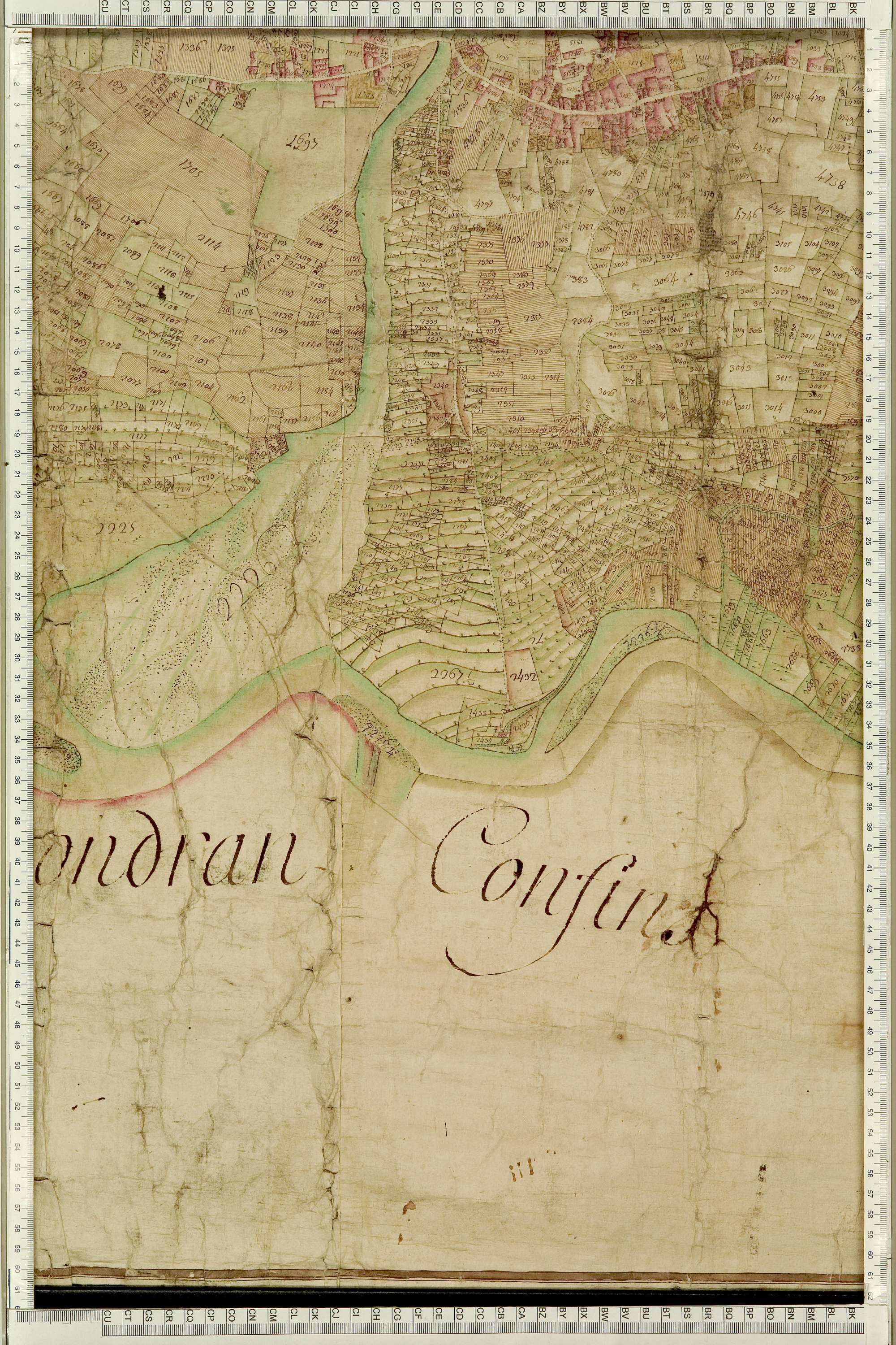 Saint-Julien-Mont-Denis - Copie de la mappe originale (plan cadastral) de la commune de Saint-Julien. Signée Cocelli, directeur de la péréquation générale.