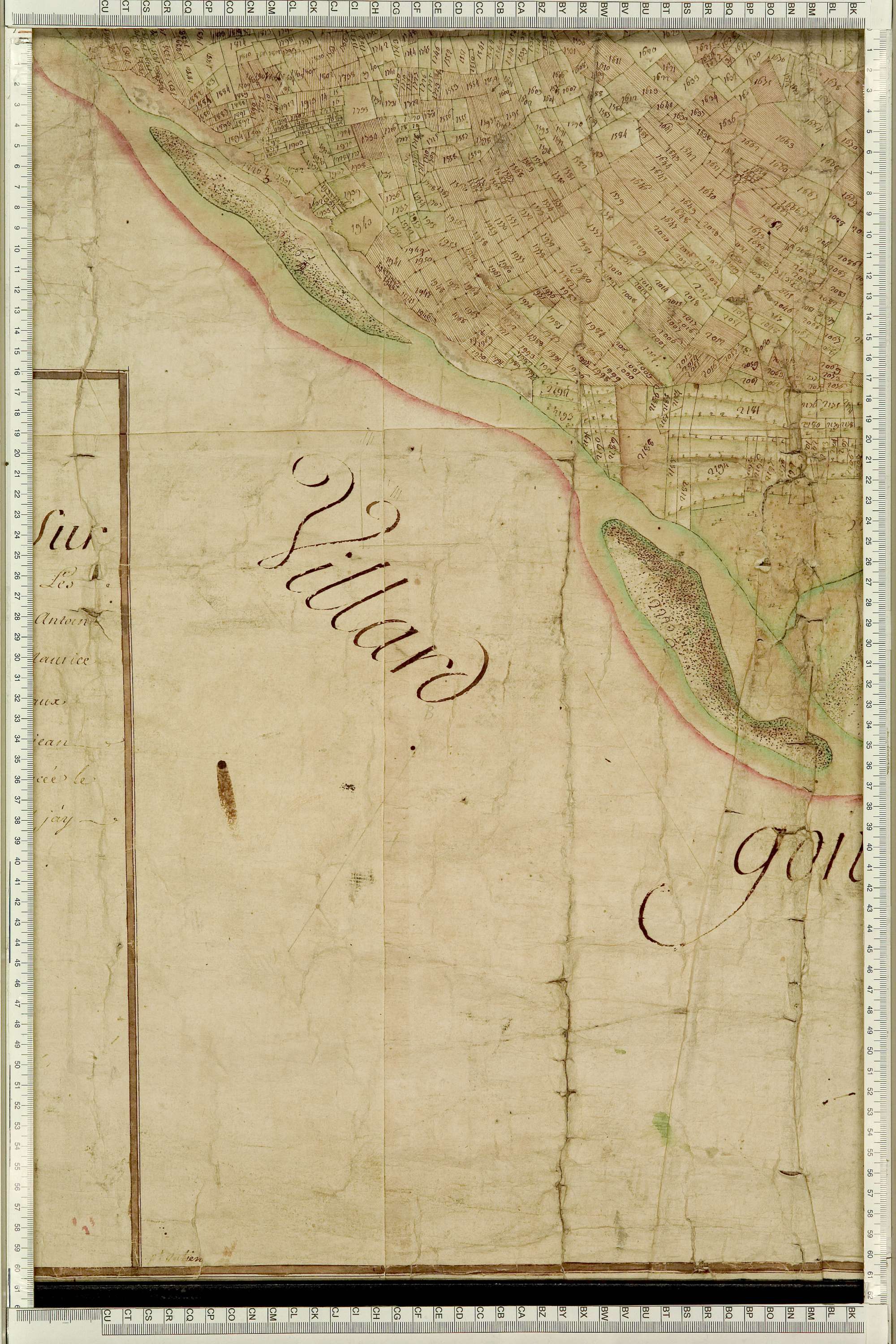 Saint-Julien-Mont-Denis - Copie de la mappe originale (plan cadastral) de la commune de Saint-Julien. Signée Cocelli, directeur de la péréquation générale.