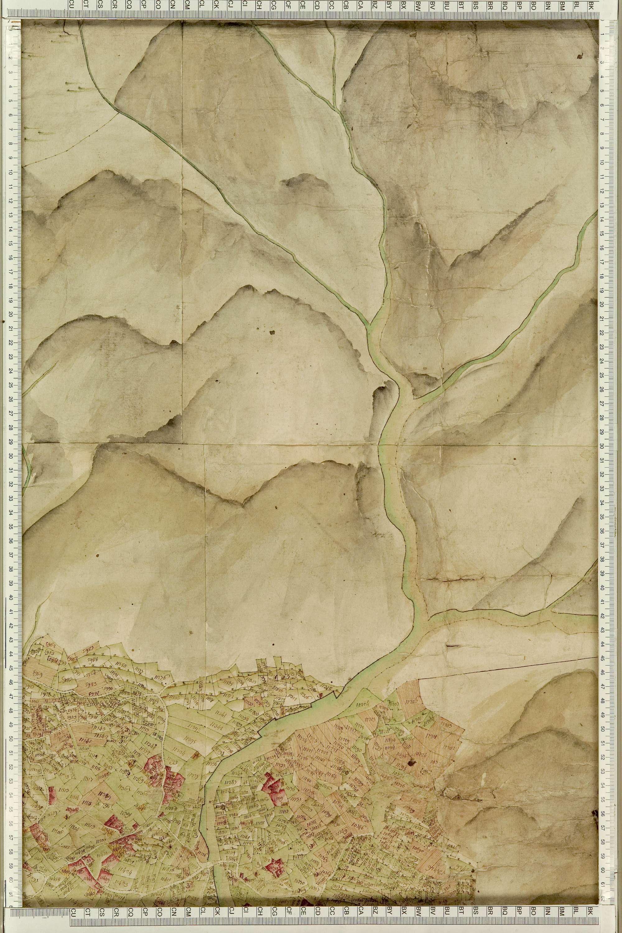 Saint-Julien-Mont-Denis - Copie de la mappe originale (plan cadastral) de la commune de Saint-Julien. Signée Cocelli, directeur de la péréquation générale.