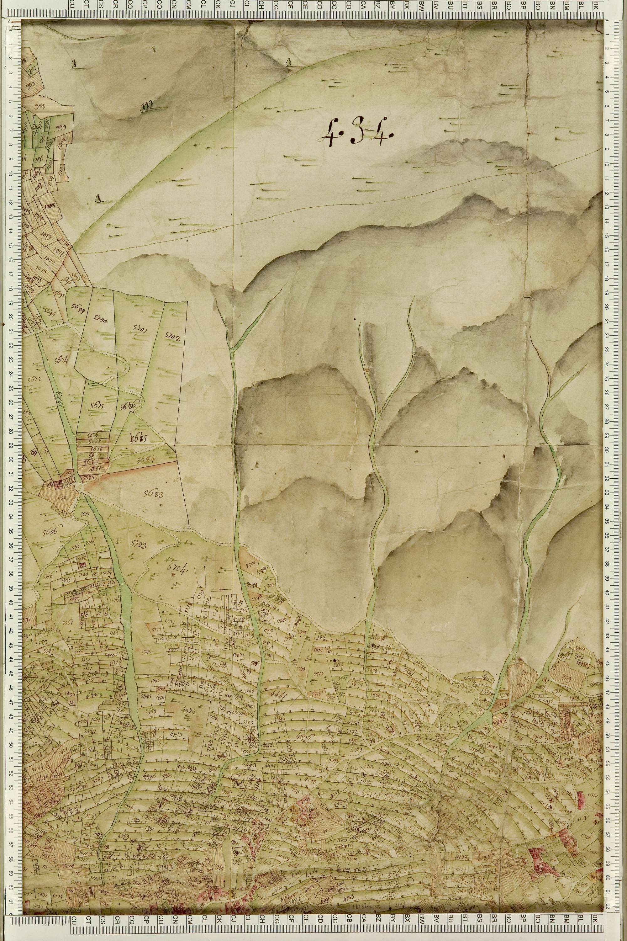 Saint-Julien-Mont-Denis - Copie de la mappe originale (plan cadastral) de la commune de Saint-Julien. Signée Cocelli, directeur de la péréquation générale.