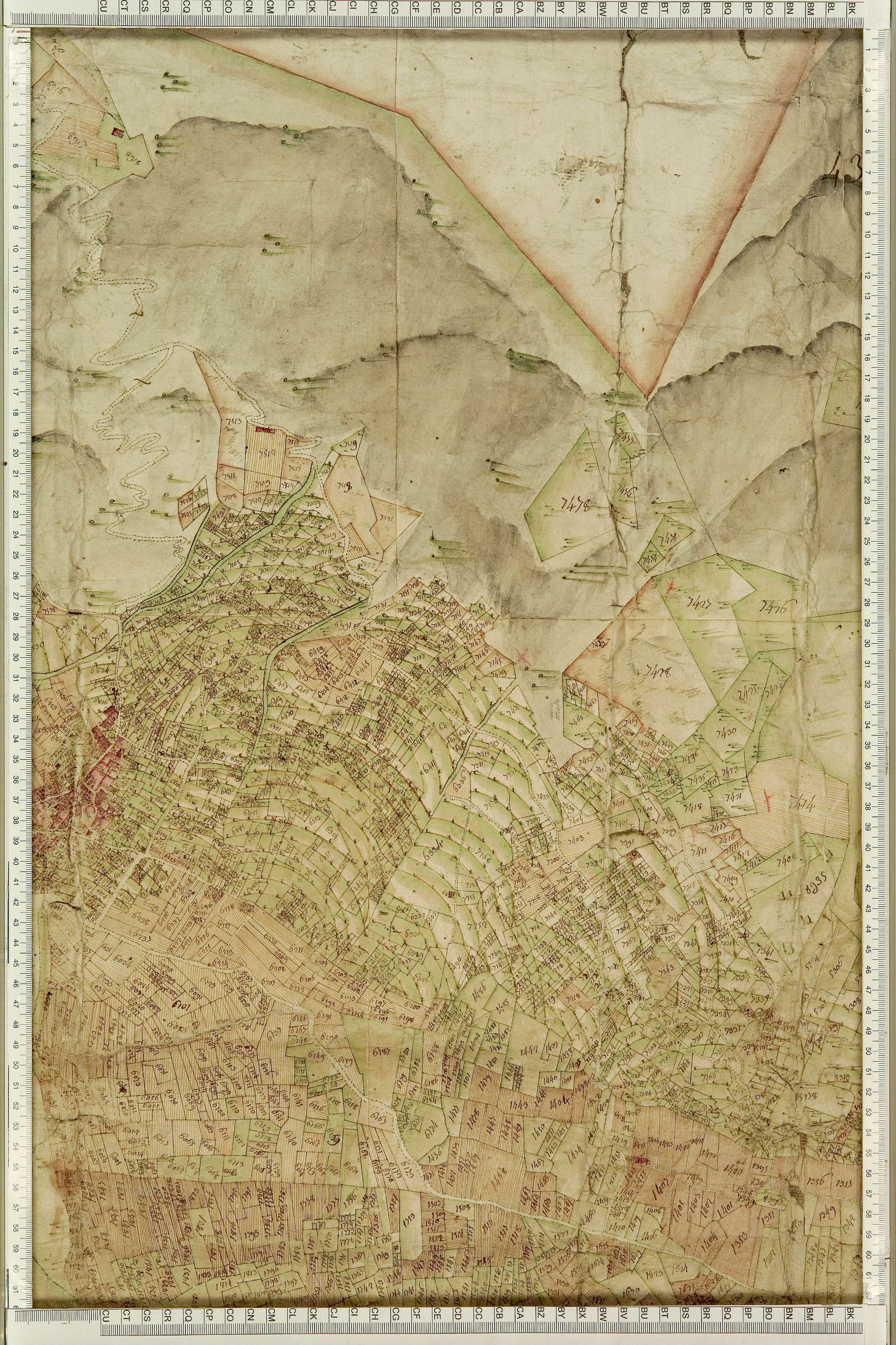 Saint-Julien-Mont-Denis - Copie de la mappe originale (plan cadastral) de la commune de Saint-Julien. Signée Cocelli, directeur de la péréquation générale.