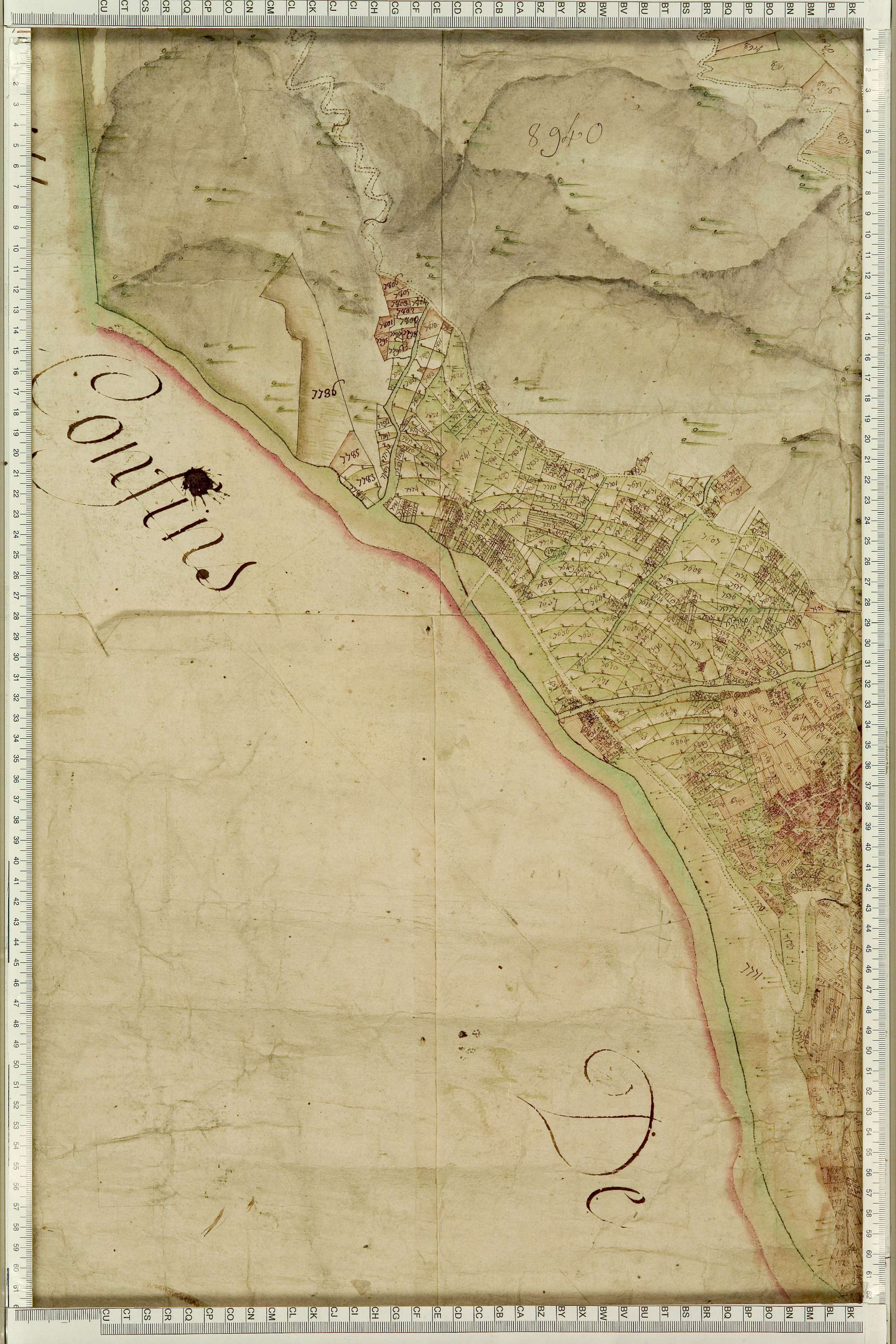 Saint-Julien-Mont-Denis - Copie de la mappe originale (plan cadastral) de la commune de Saint-Julien. Signée Cocelli, directeur de la péréquation générale.