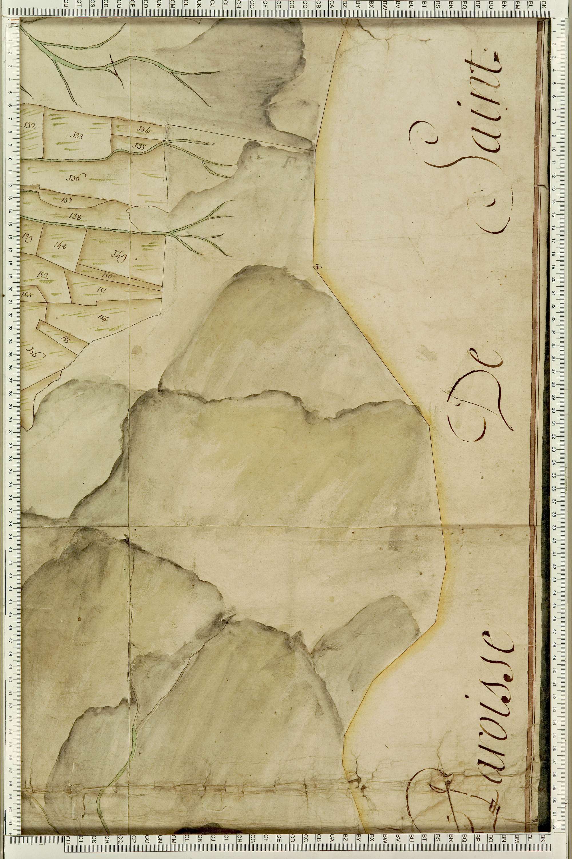 Saint-Julien-Mont-Denis - Copie de la mappe originale (plan cadastral) de la commune de Saint-Julien. Signée Cocelli, directeur de la péréquation générale.