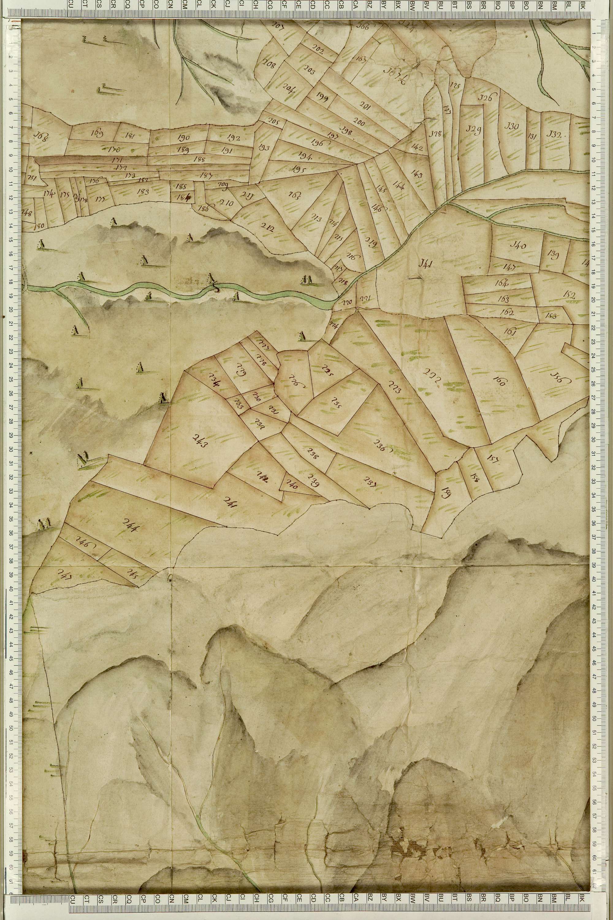 Saint-Julien-Mont-Denis - Copie de la mappe originale (plan cadastral) de la commune de Saint-Julien. Signée Cocelli, directeur de la péréquation générale.