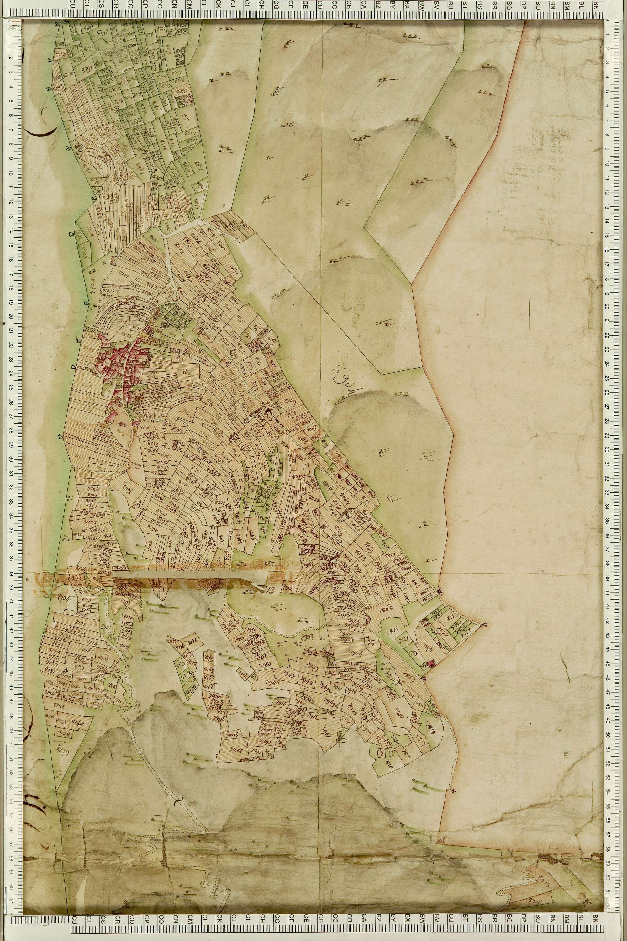 Saint-Julien-Mont-Denis - Copie de la mappe originale (plan cadastral) de la commune de Saint-Julien. Signée Cocelli, directeur de la péréquation générale.