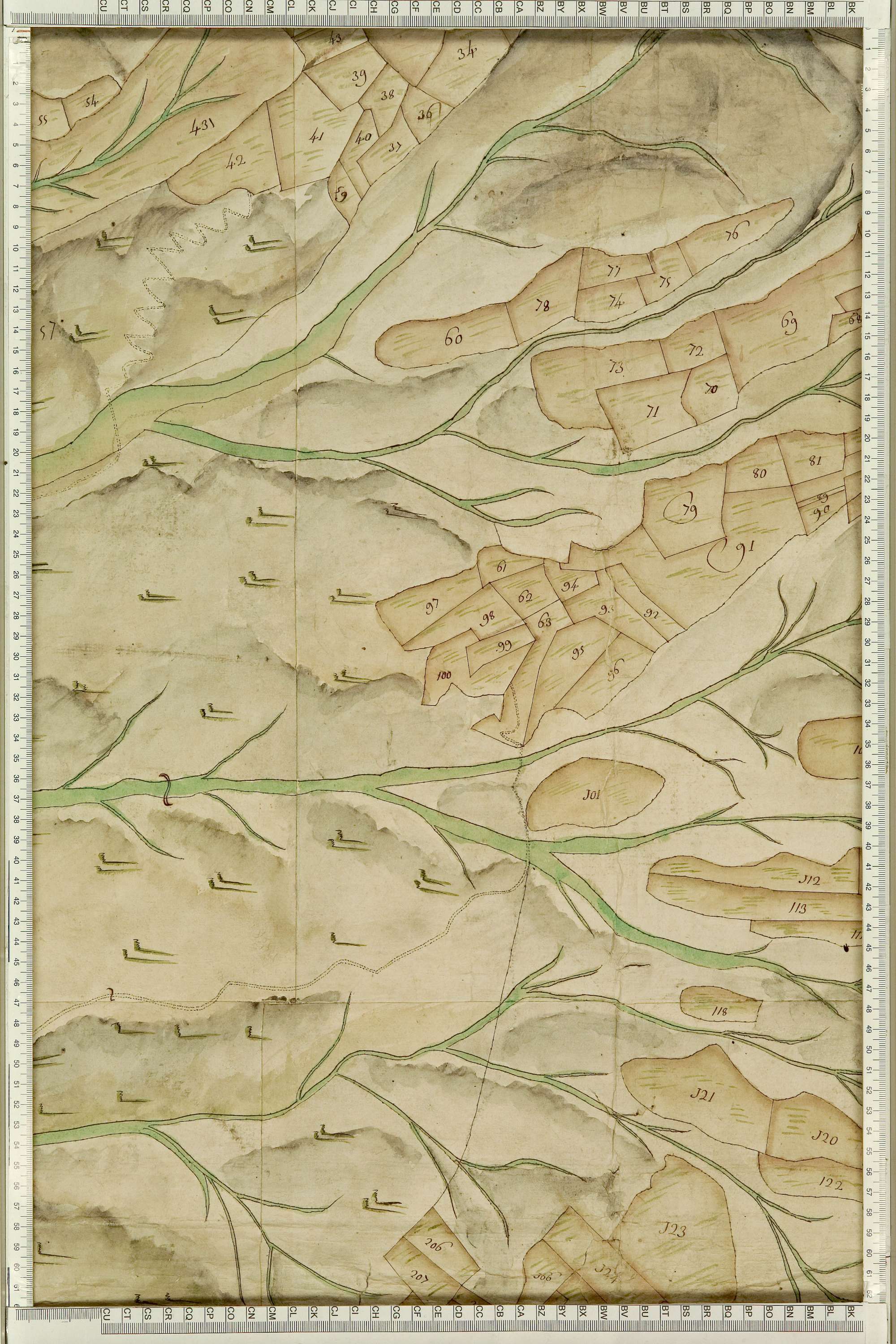 Saint-Julien-Mont-Denis - Copie de la mappe originale (plan cadastral) de la commune de Saint-Julien. Signée Cocelli, directeur de la péréquation générale.