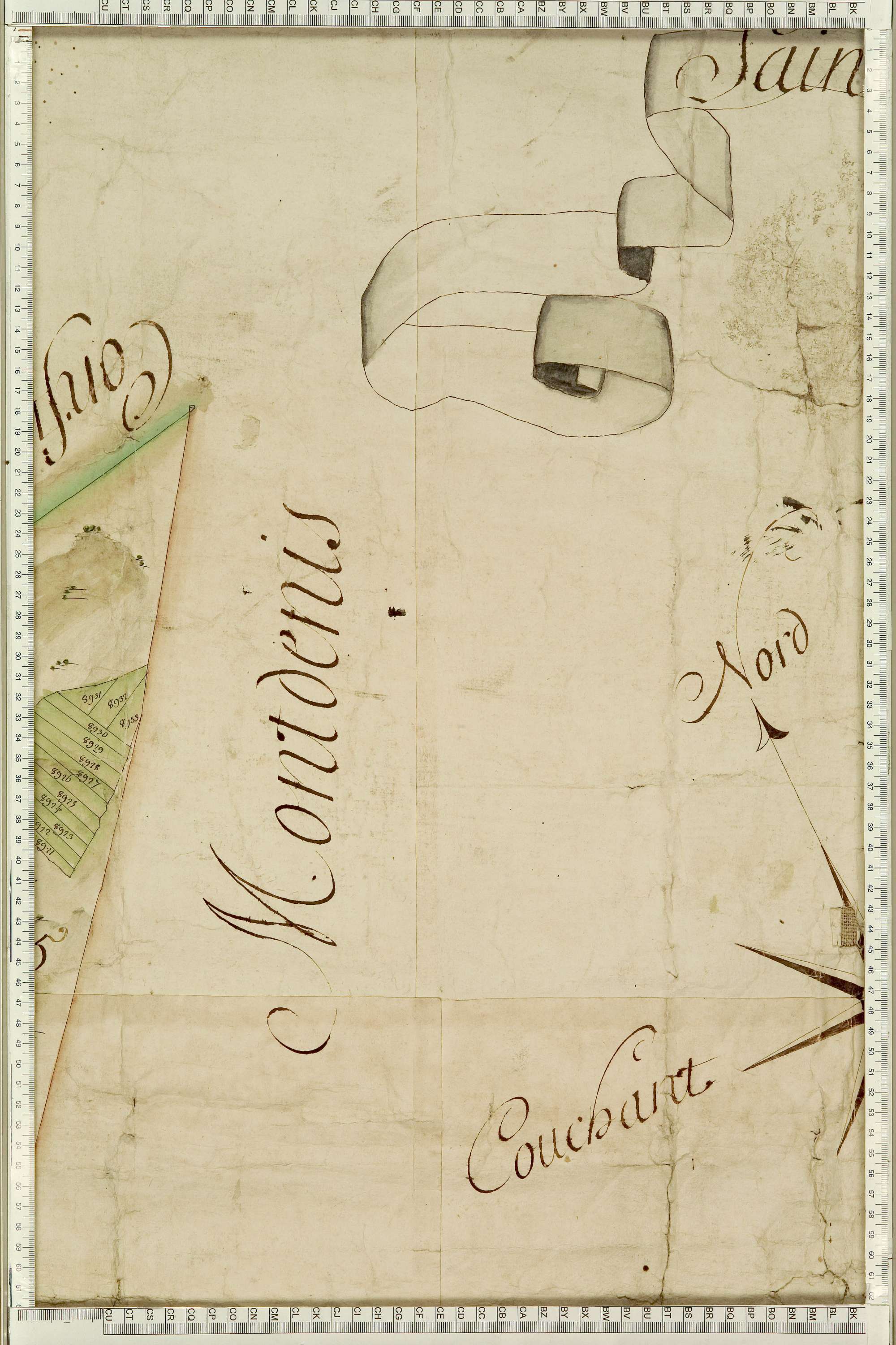 Saint-Julien-Mont-Denis - Copie de la mappe originale (plan cadastral) de la commune de Saint-Julien. Signée Cocelli, directeur de la péréquation générale.