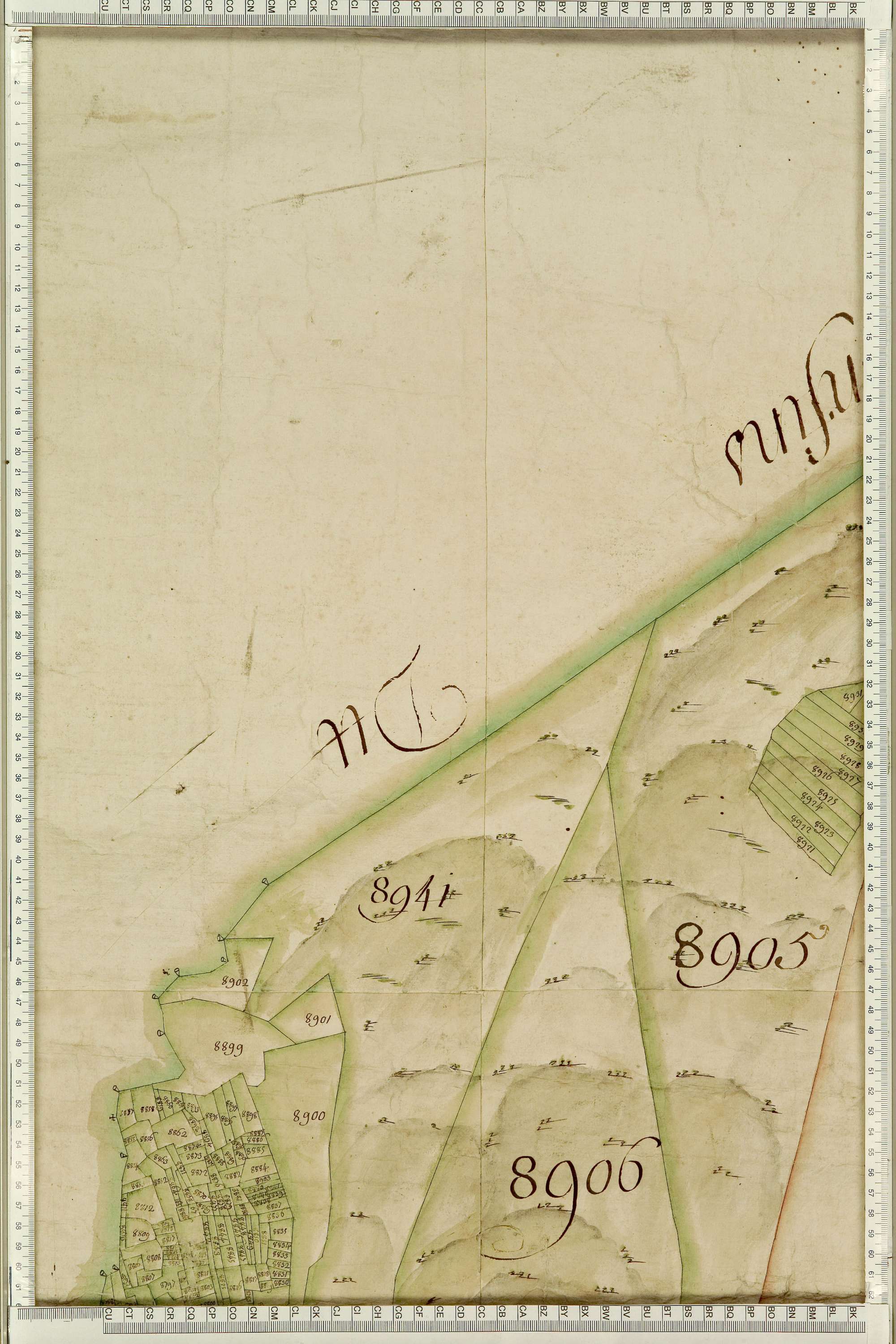 Saint-Julien-Mont-Denis - Copie de la mappe originale (plan cadastral) de la commune de Saint-Julien. Signée Cocelli, directeur de la péréquation générale.