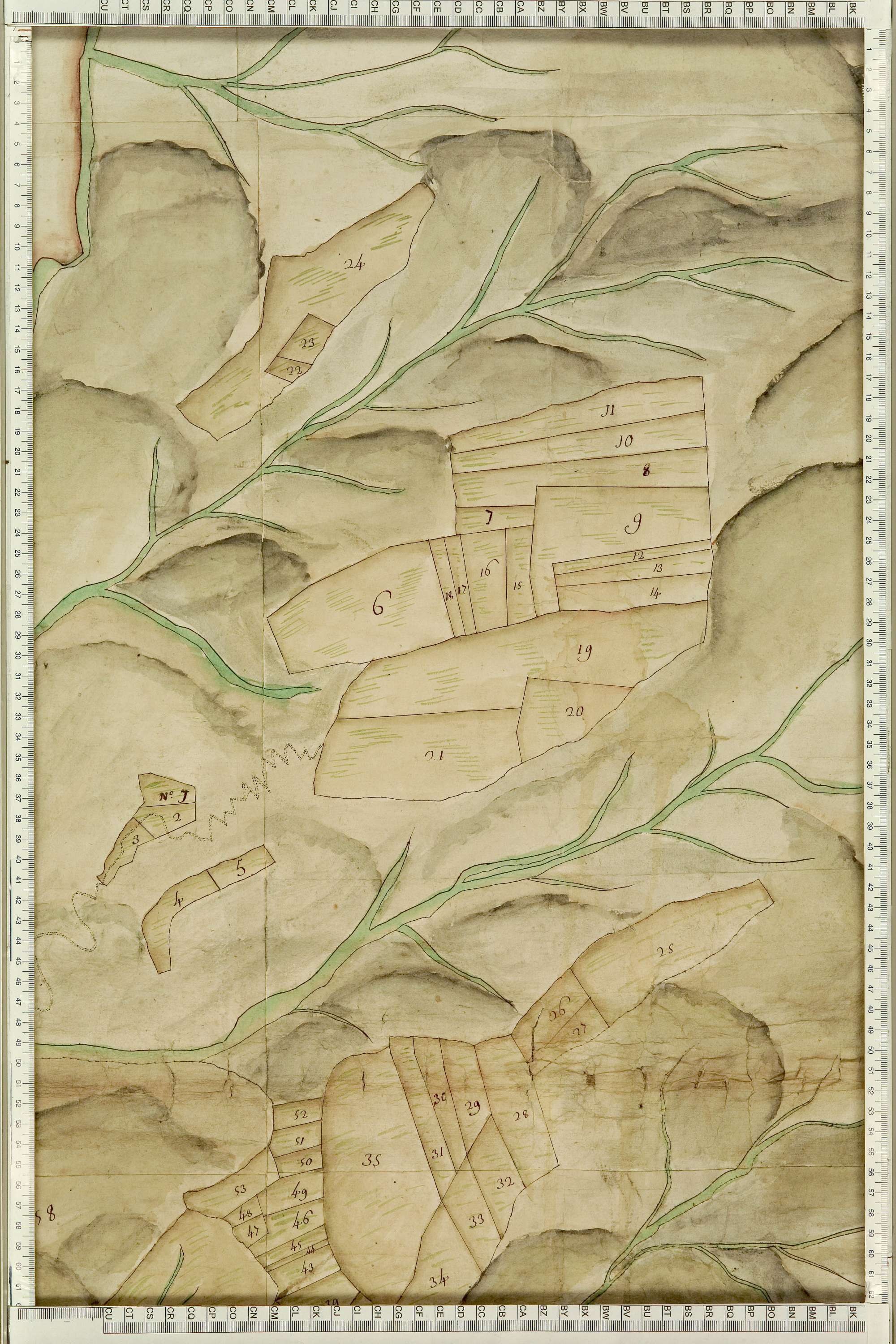 Saint-Julien-Mont-Denis - Copie de la mappe originale (plan cadastral) de la commune de Saint-Julien. Signée Cocelli, directeur de la péréquation générale.