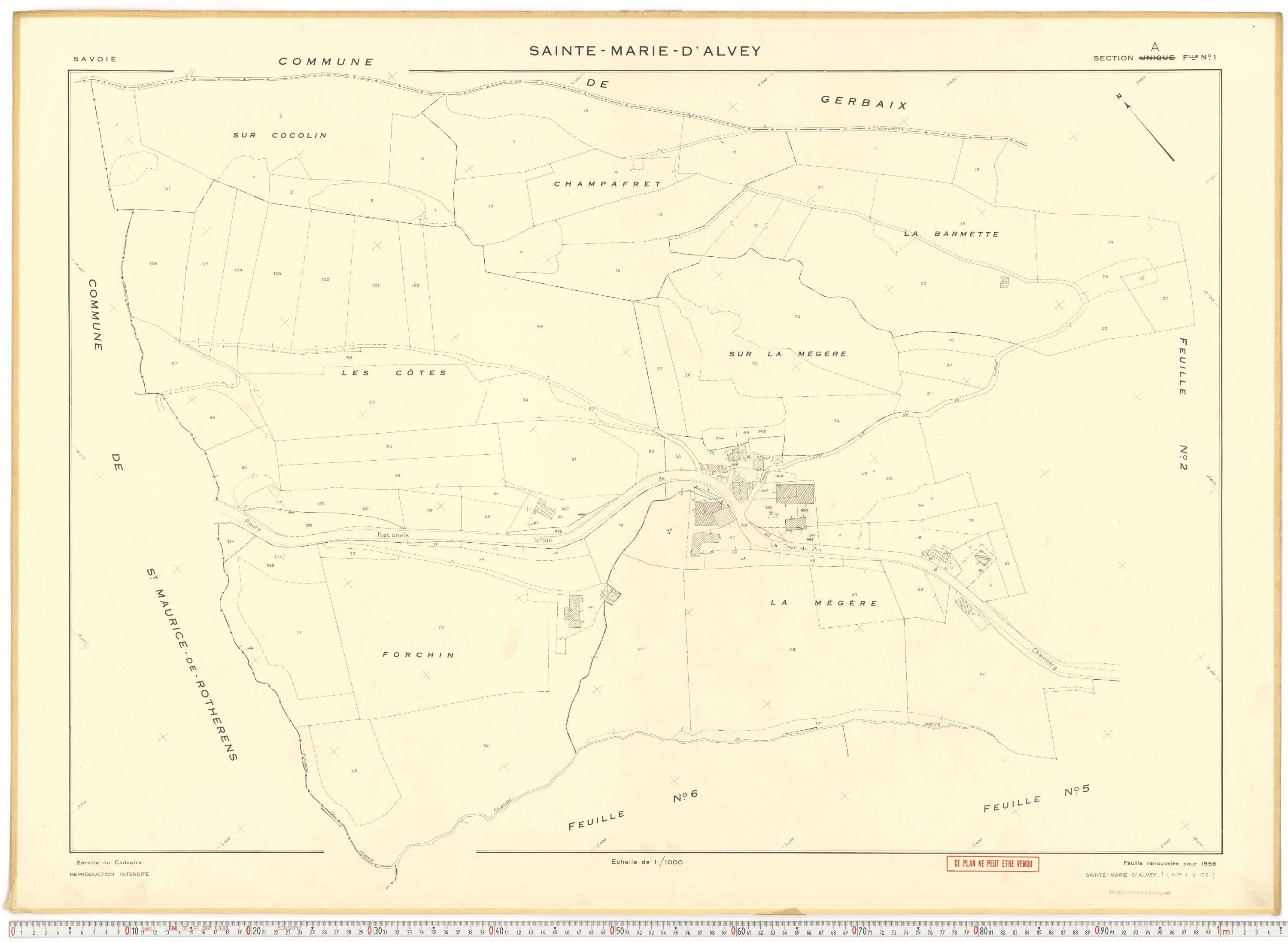 Sainte-Marie-d'Alvey - Plans cadastraux du cadastre rénové en 1956 et mis à jour en 1988.