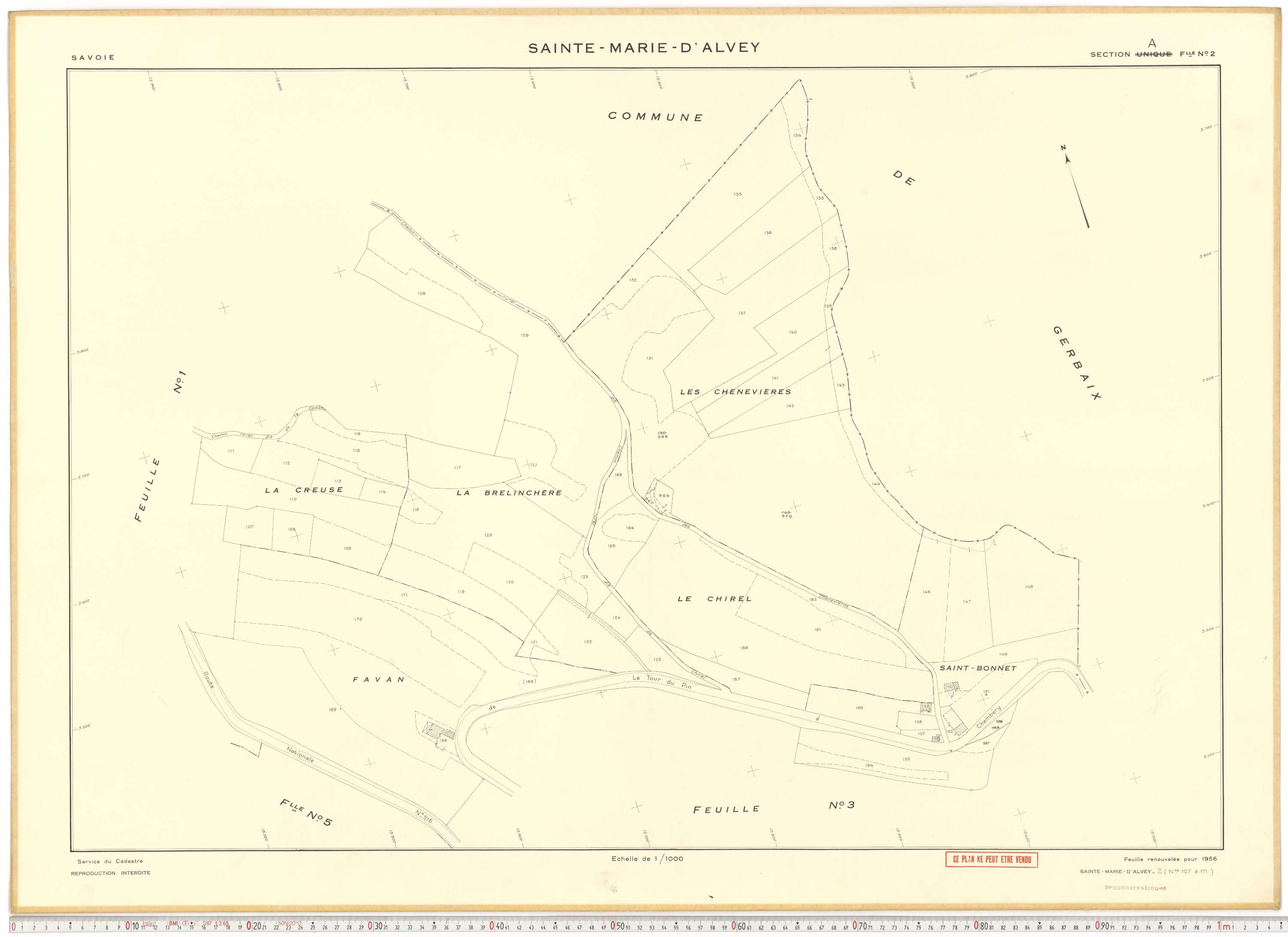 Sainte-Marie-d'Alvey - Plans cadastraux du cadastre rénové en 1956 et mis à jour en 1988.