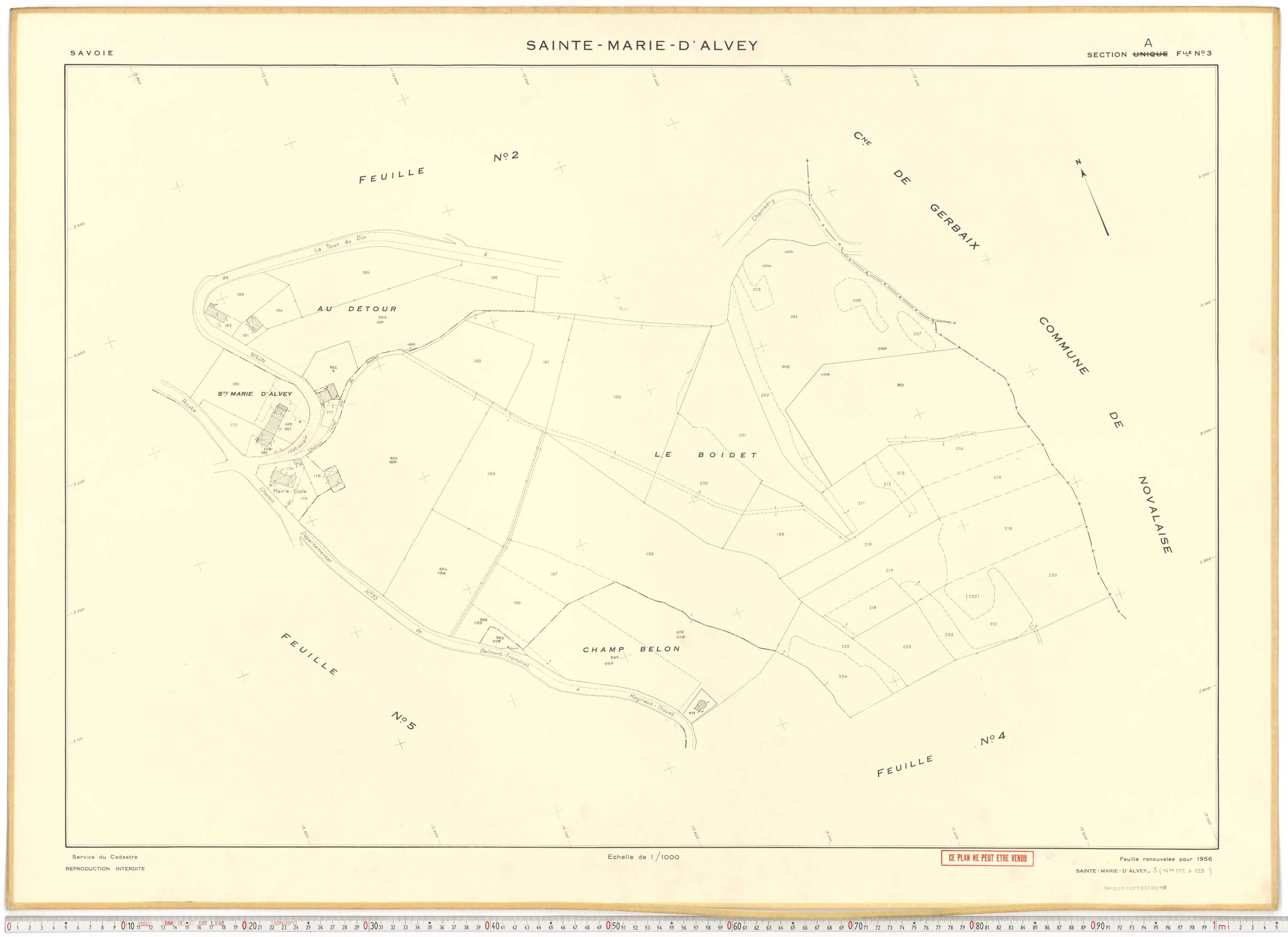 Sainte-Marie-d'Alvey - Plans cadastraux du cadastre rénové en 1956 et mis à jour en 1988.