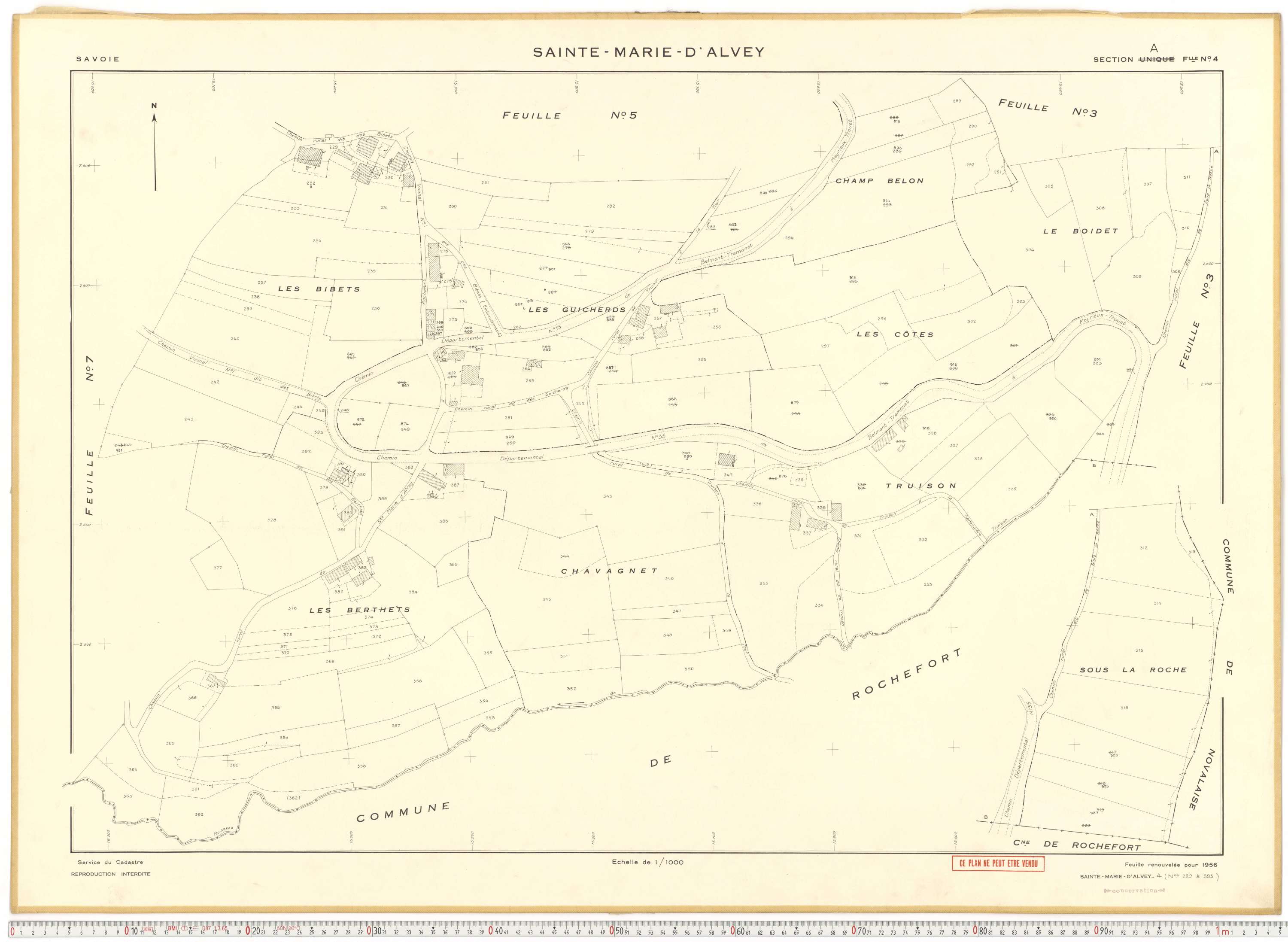 Sainte-Marie-d'Alvey - Plans cadastraux du cadastre rénové en 1956 et mis à jour en 1988.