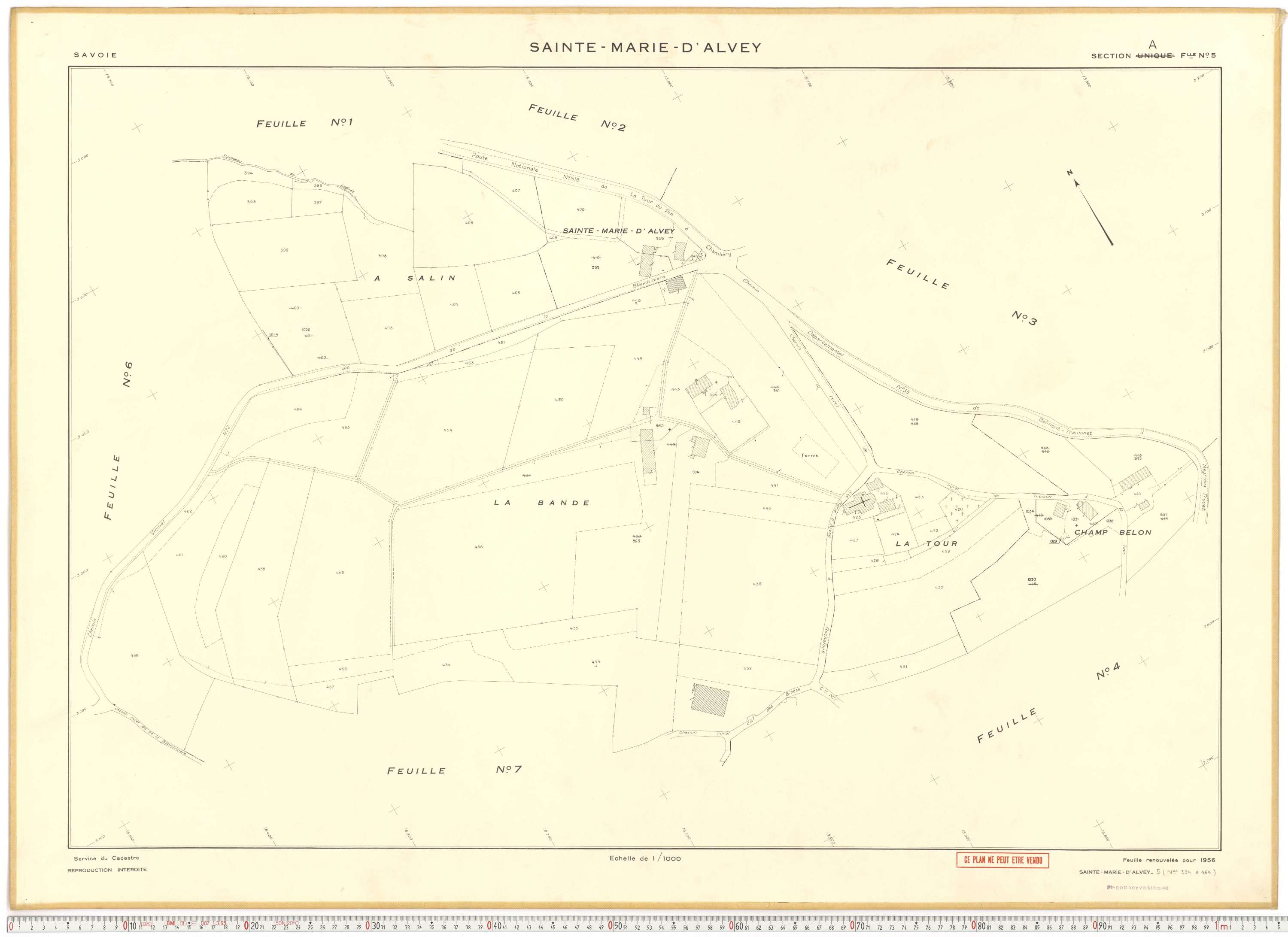 Sainte-Marie-d'Alvey - Plans cadastraux du cadastre rénové en 1956 et mis à jour en 1988.