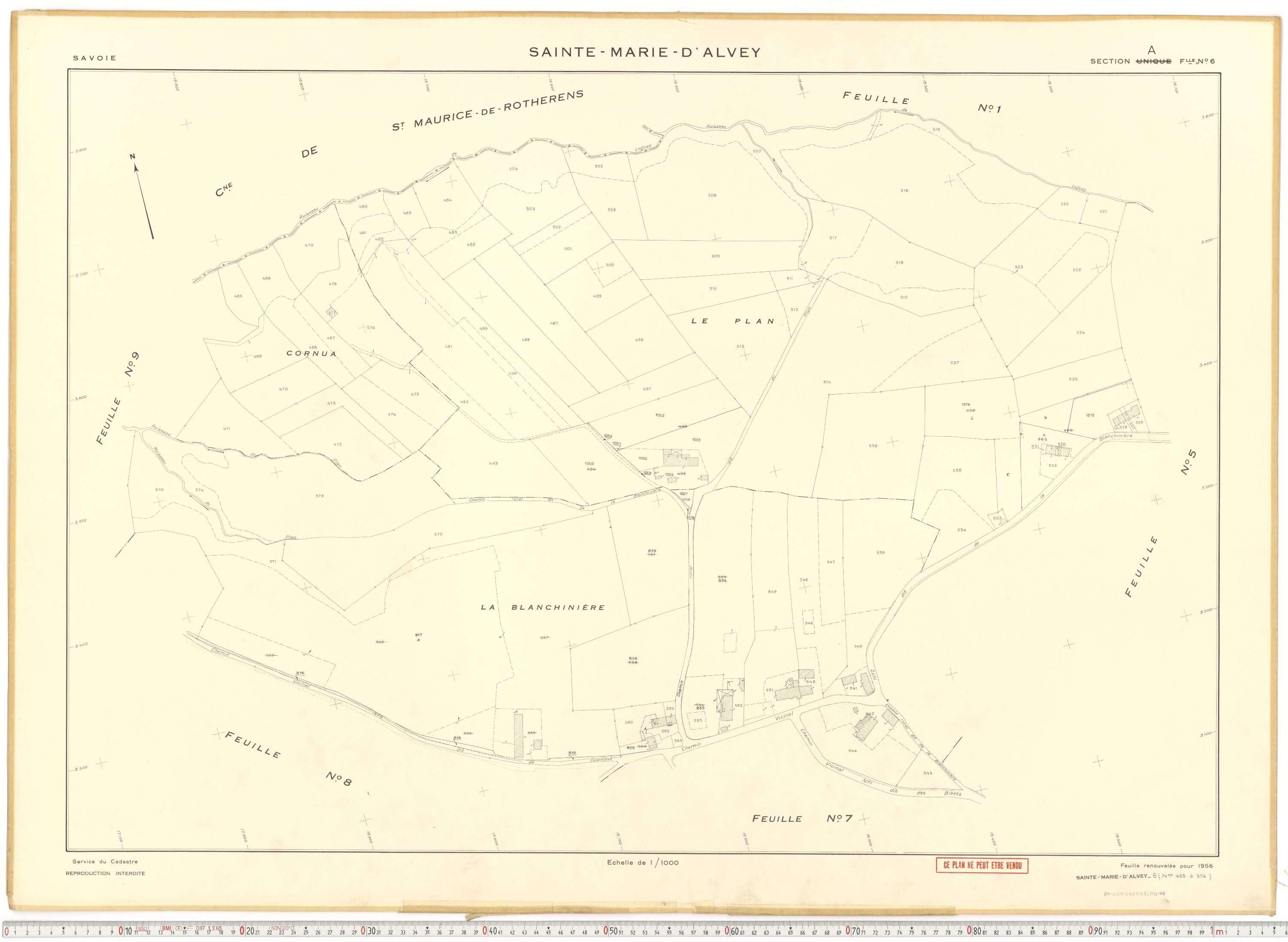 Sainte-Marie-d'Alvey - Plans cadastraux du cadastre rénové en 1956 et mis à jour en 1988.