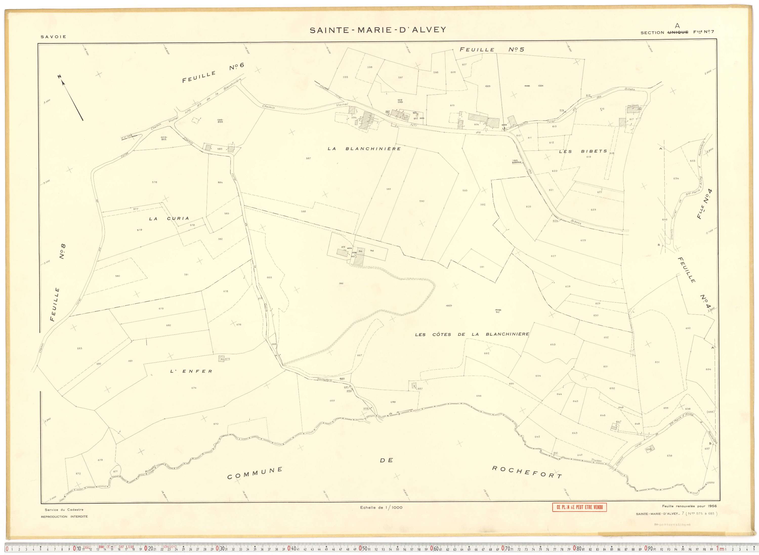Sainte-Marie-d'Alvey - Plans cadastraux du cadastre rénové en 1956 et mis à jour en 1988.