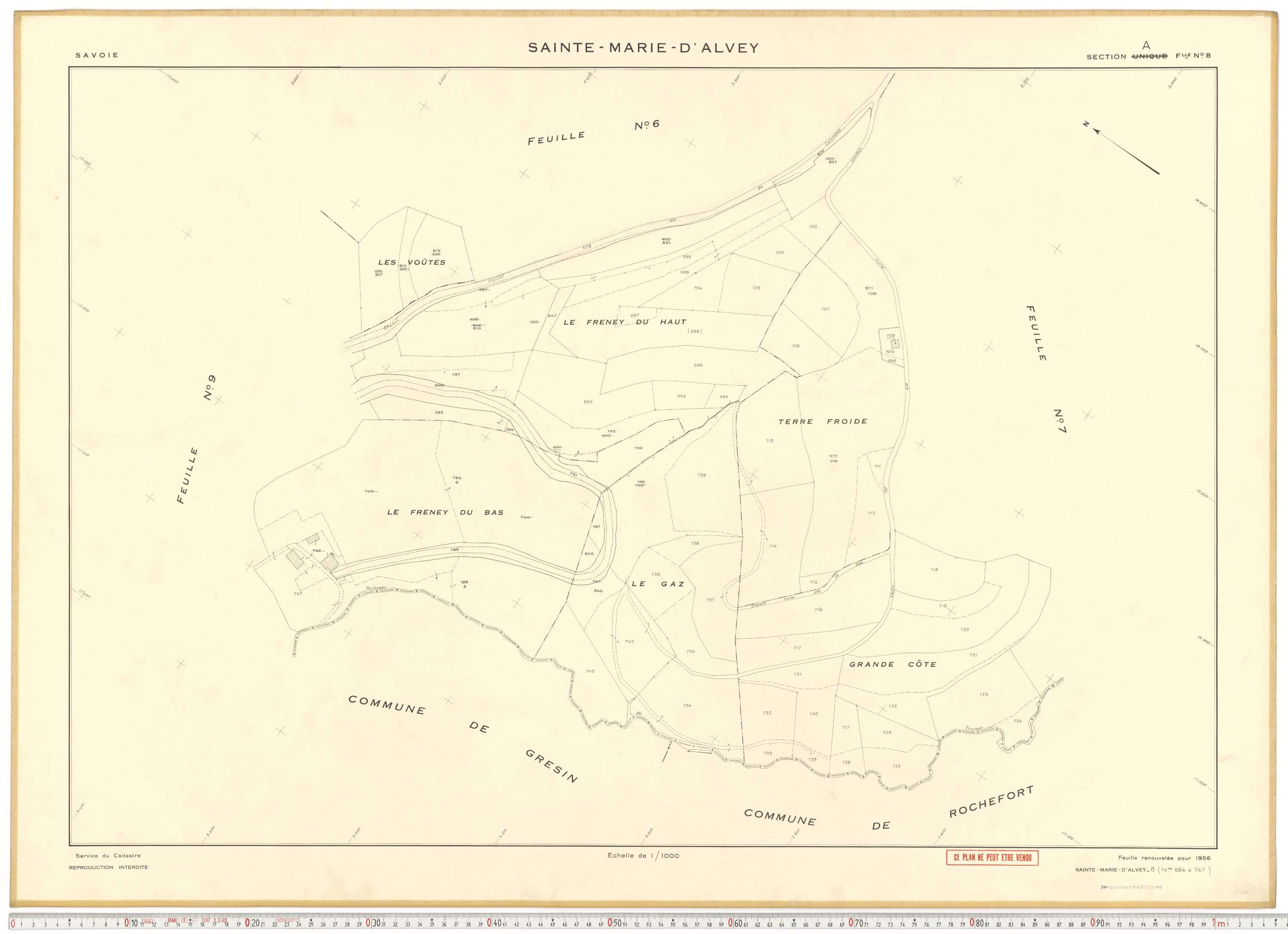 Sainte-Marie-d'Alvey - Plans cadastraux du cadastre rénové en 1956 et mis à jour en 1988.