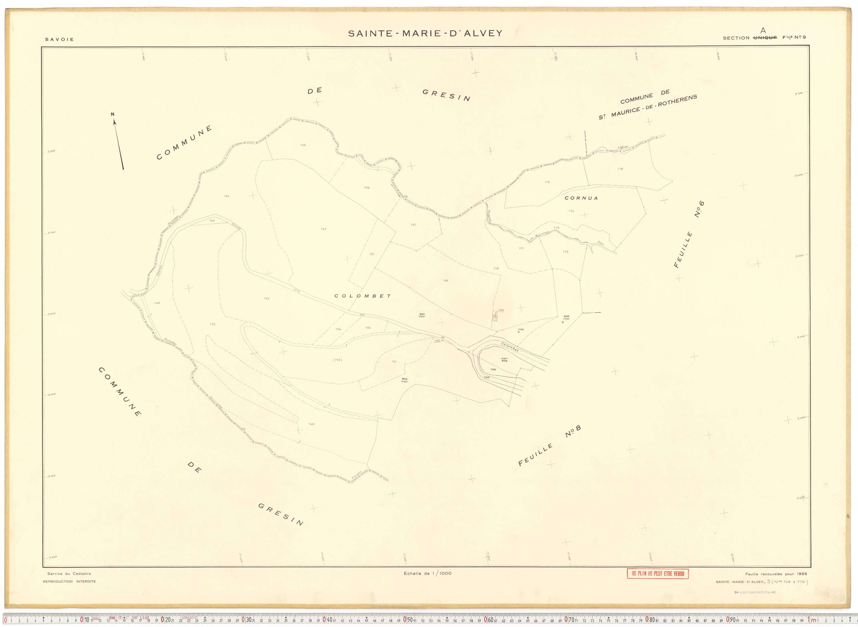 Sainte-Marie-d'Alvey - Plans cadastraux du cadastre rénové en 1956 et mis à jour en 1988.