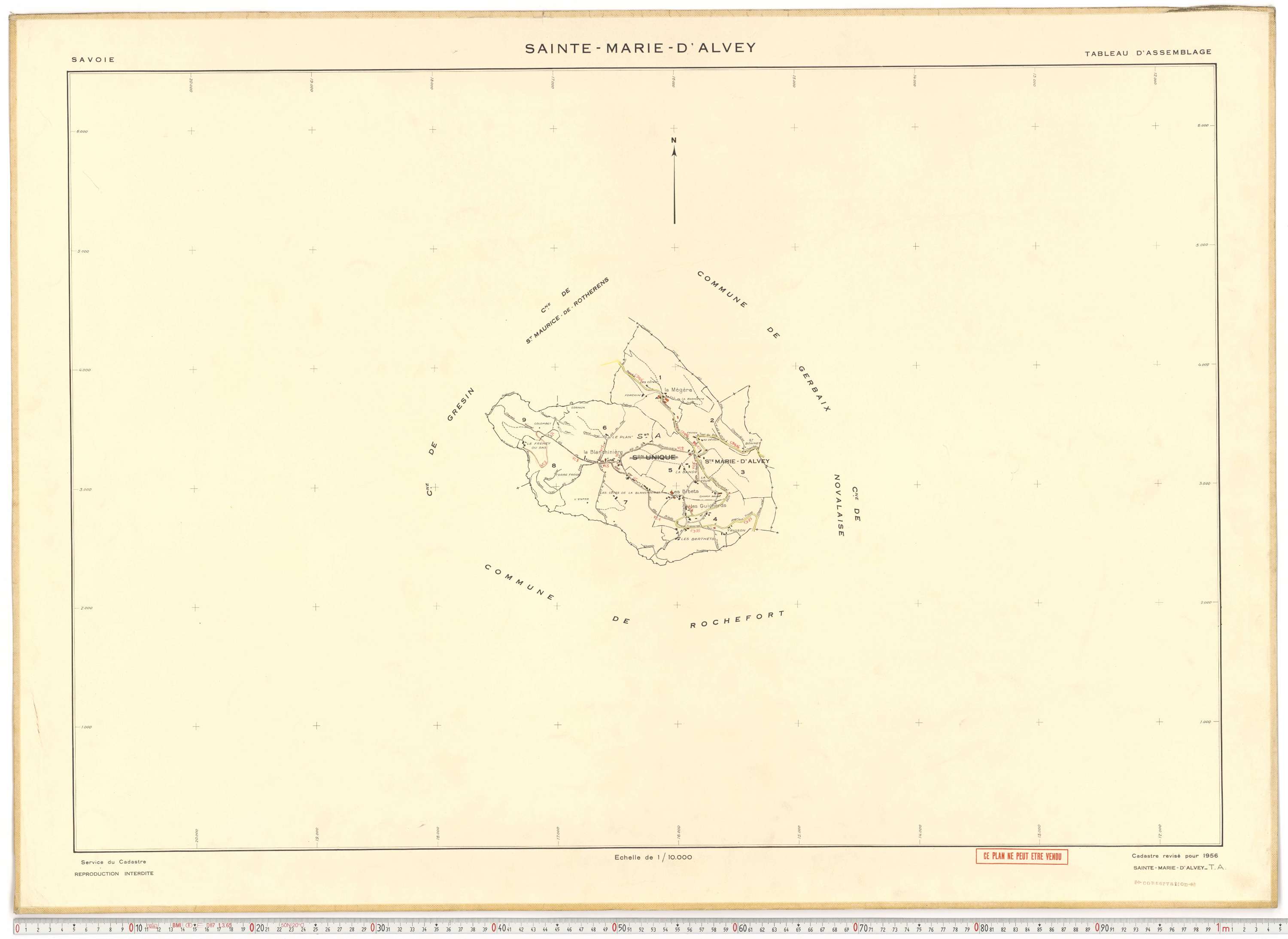 Sainte-Marie-d'Alvey - Plans cadastraux du cadastre rénové en 1956 et mis à jour en 1988.