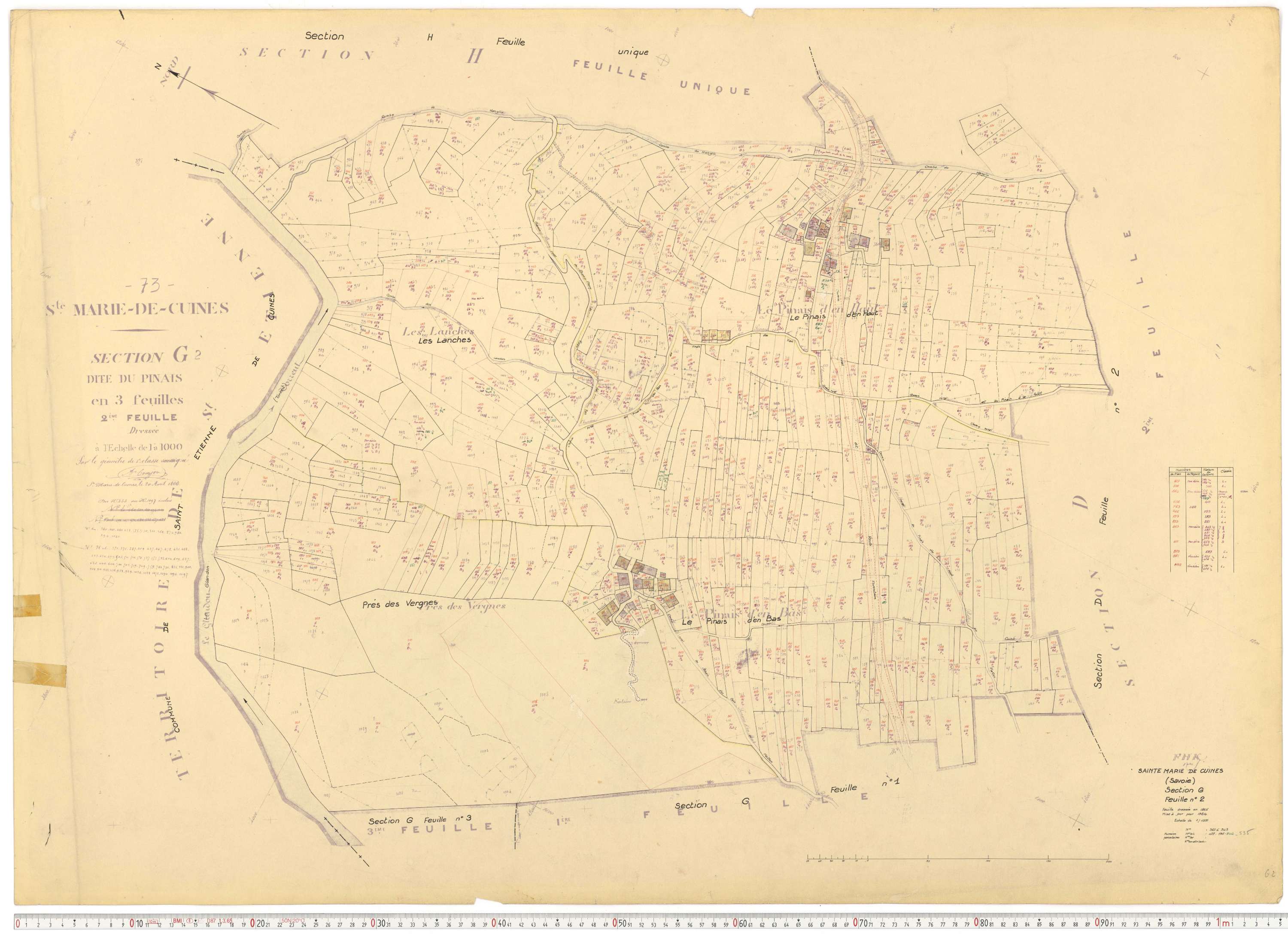 Sainte-Marie-de-Cuines - Plans cadastraux du cadastre rénové.