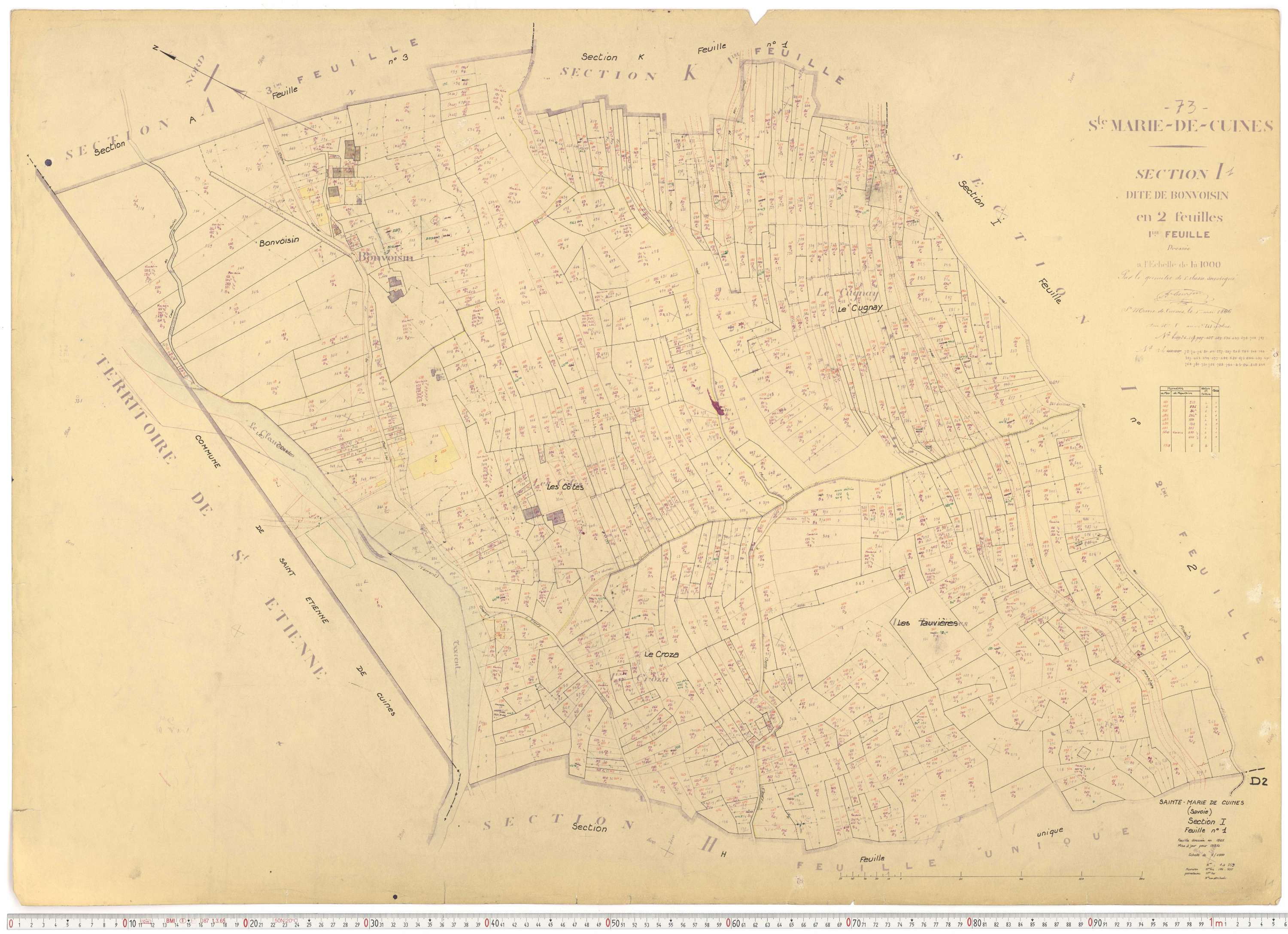 Sainte-Marie-de-Cuines - Plans cadastraux du cadastre rénové.