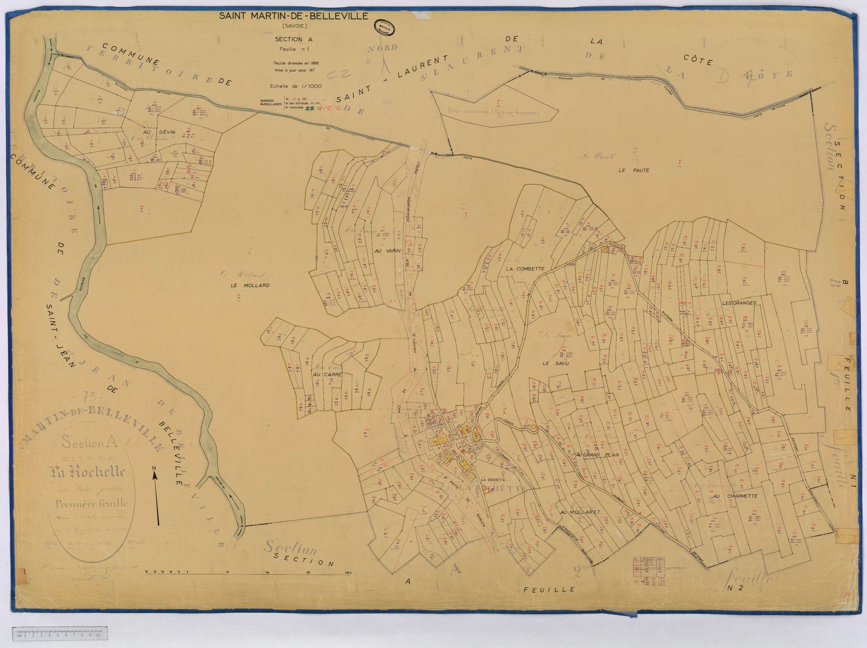 Saint-Martin-de-Belleville - Cadastre rénové, section A à P [1971] et remembré.