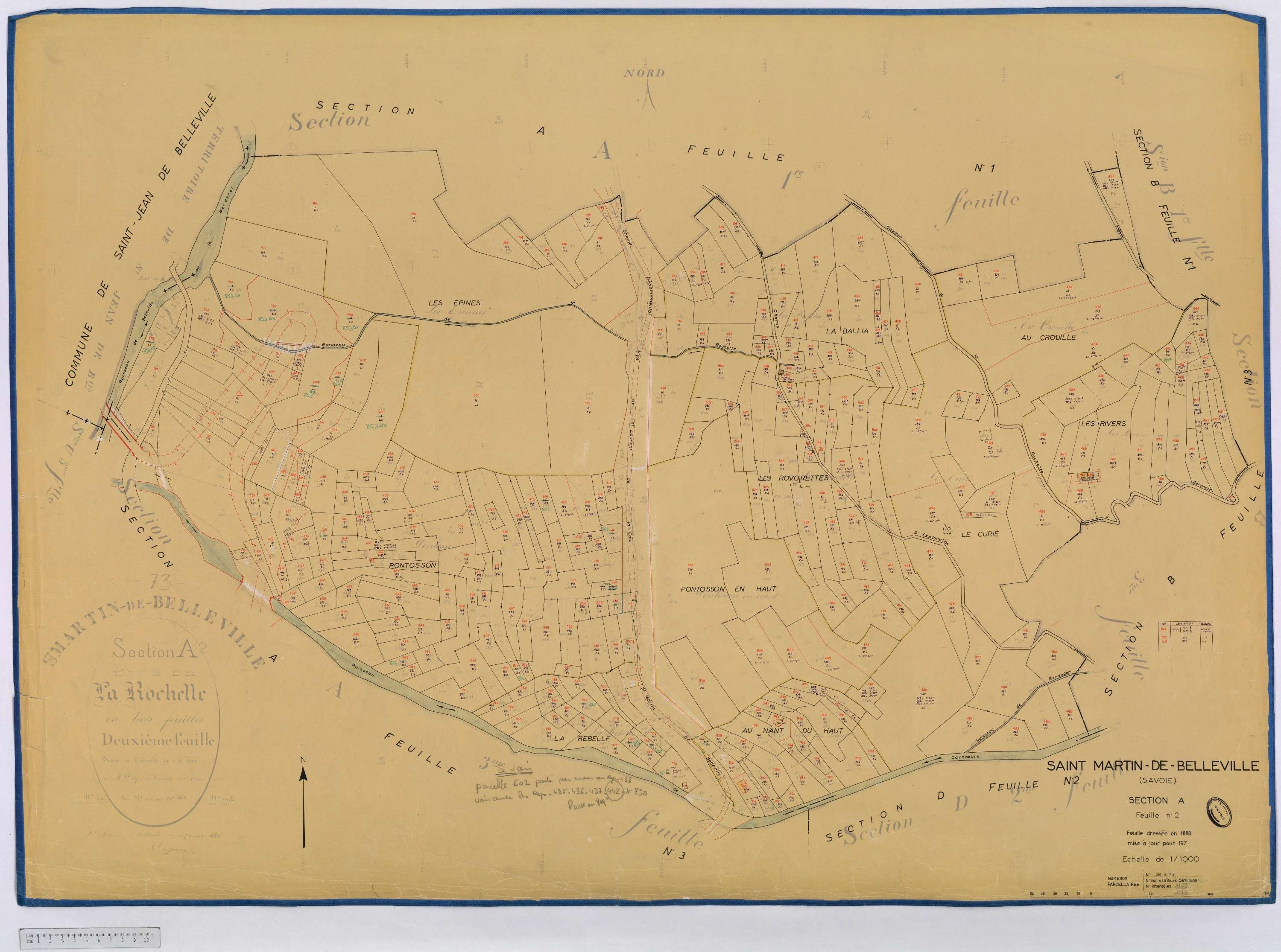 Saint-Martin-de-Belleville - Cadastre rénové, section A à P [1971] et remembré.