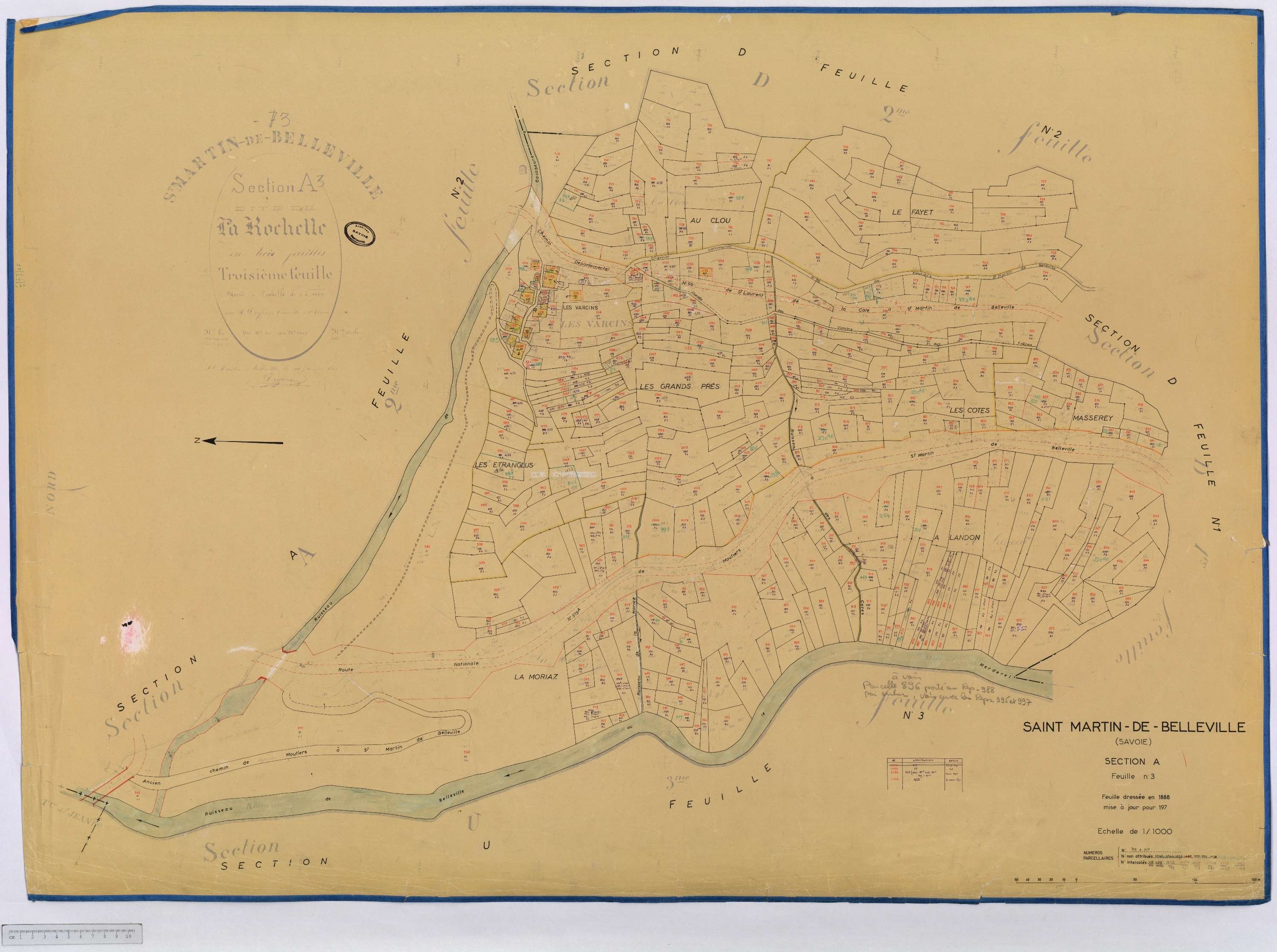 Saint-Martin-de-Belleville - Cadastre rénové, section A à P [1971] et remembré.