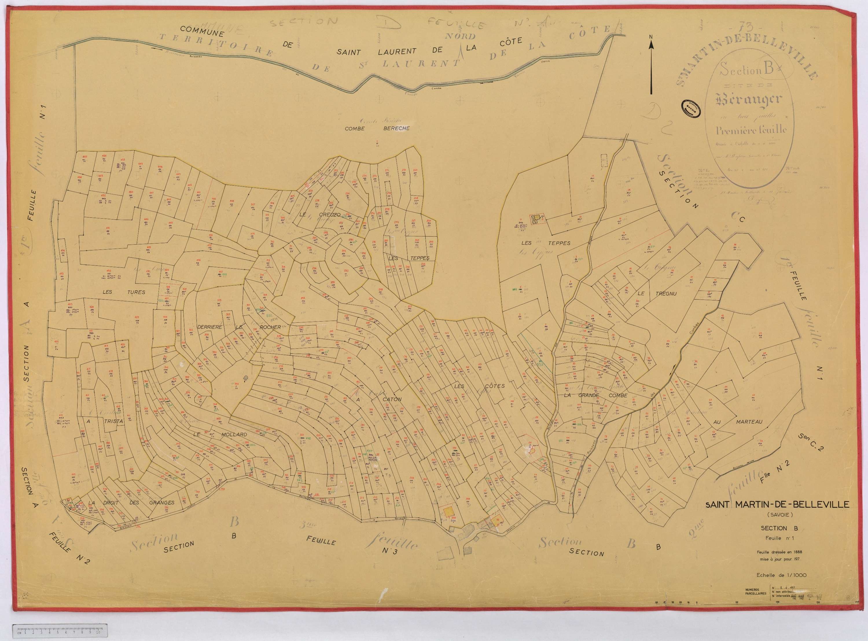 Saint-Martin-de-Belleville - Cadastre rénové, section A à P [1971] et remembré.