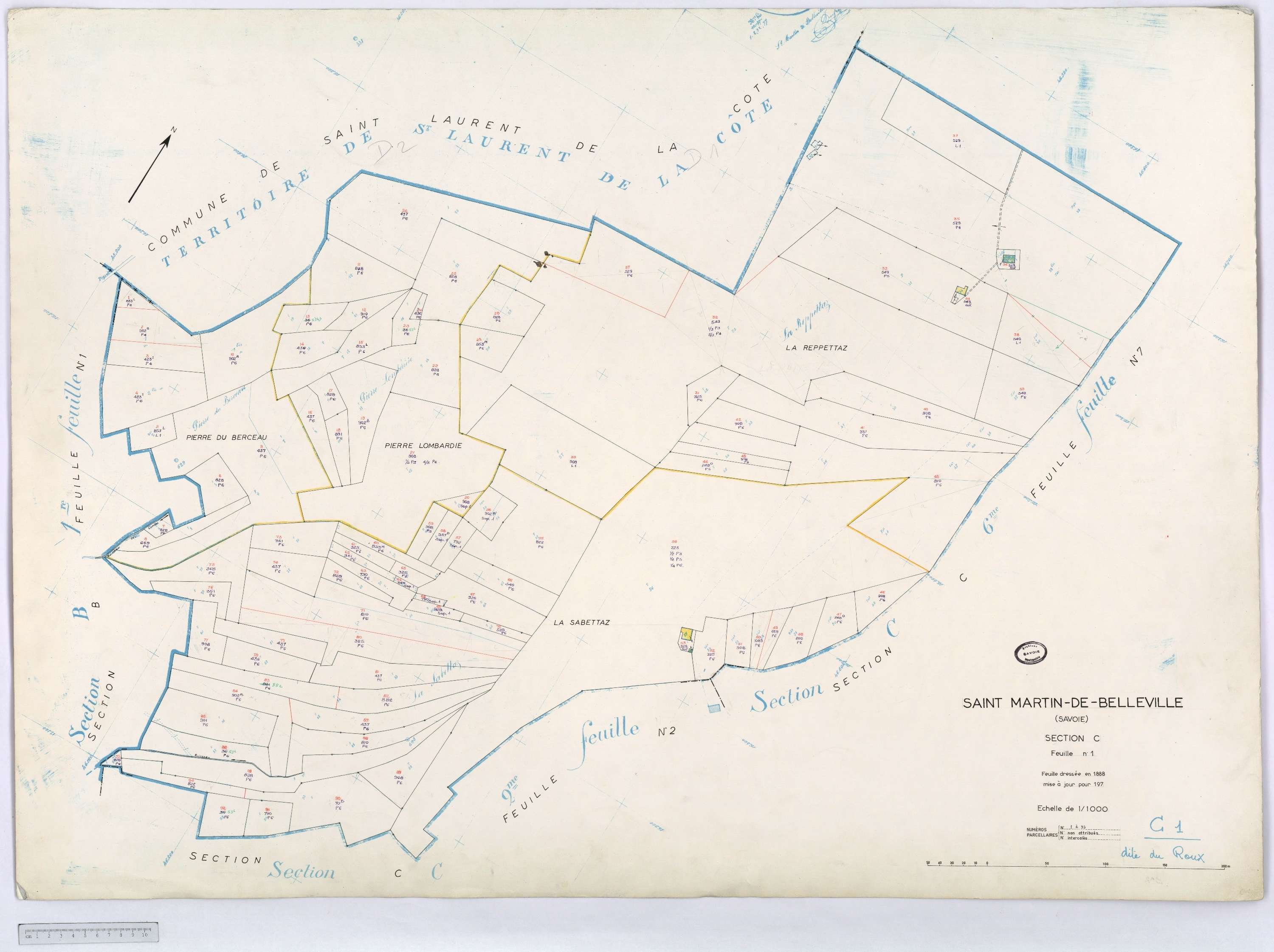 Saint-Martin-de-Belleville - Cadastre rénové, section A à P [1971] et remembré.