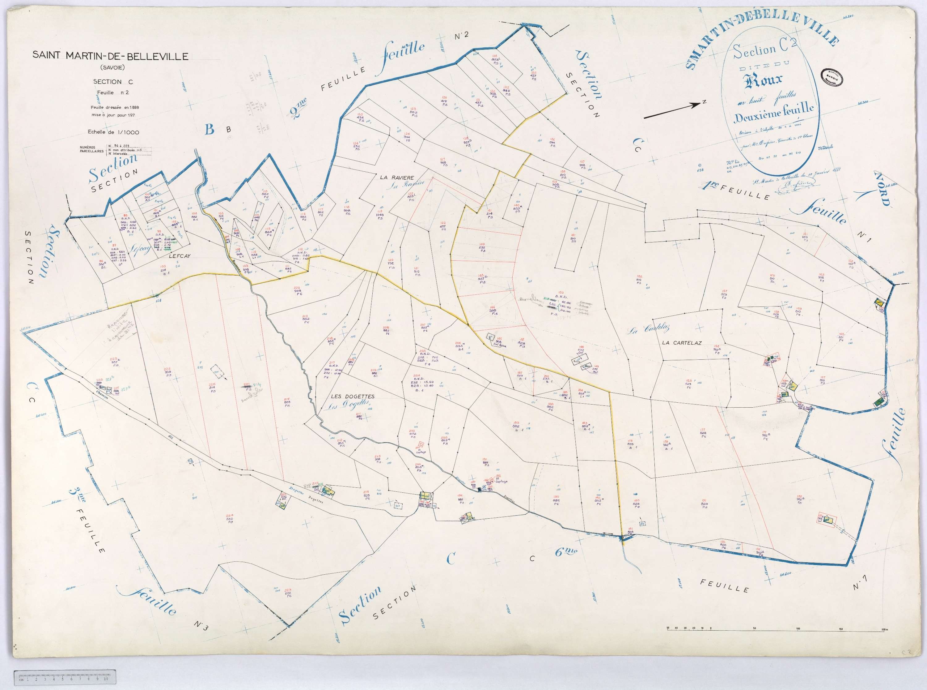 Saint-Martin-de-Belleville - Cadastre rénové, section A à P [1971] et remembré.