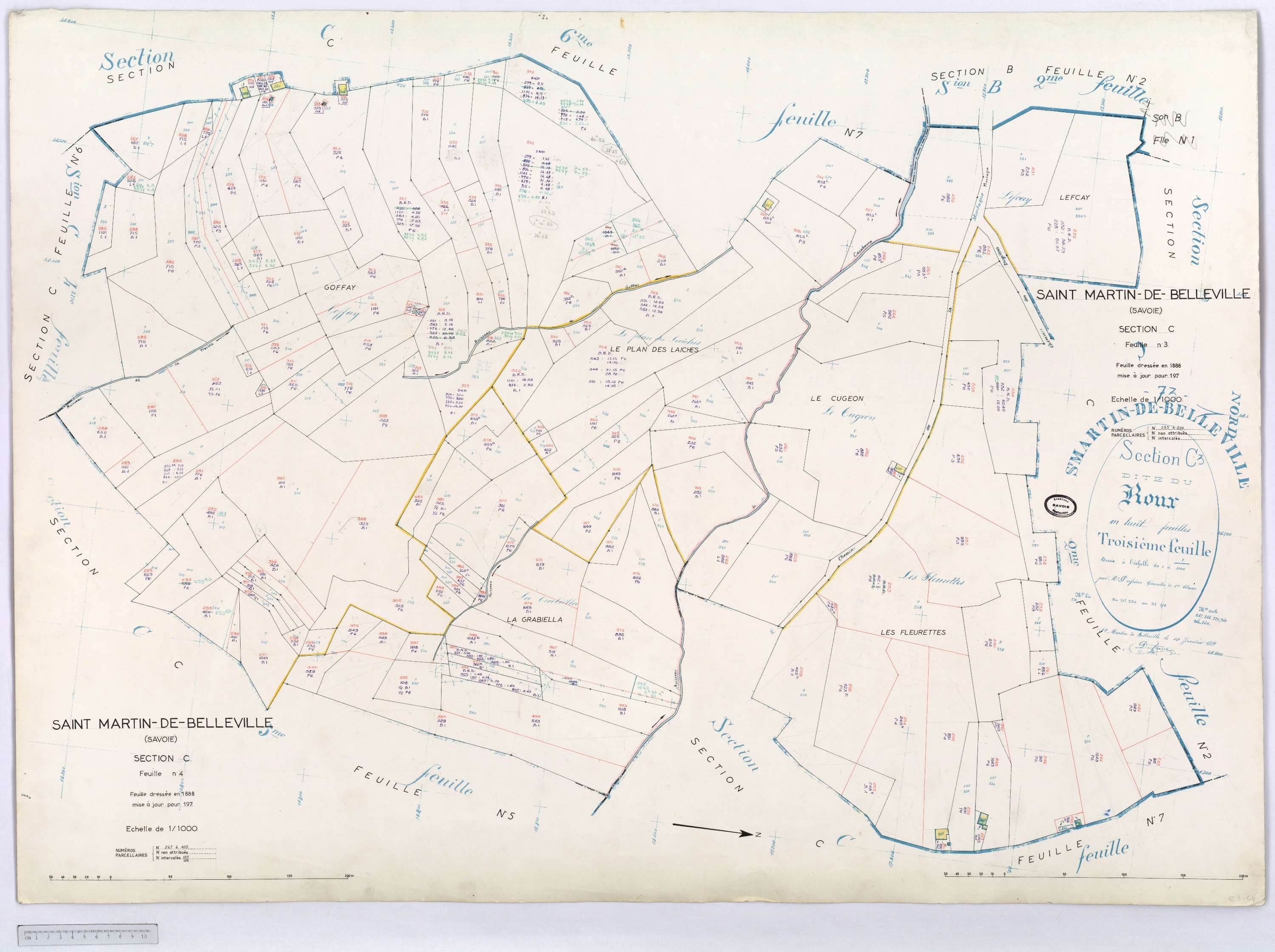 Saint-Martin-de-Belleville - Cadastre rénové, section A à P [1971] et remembré.