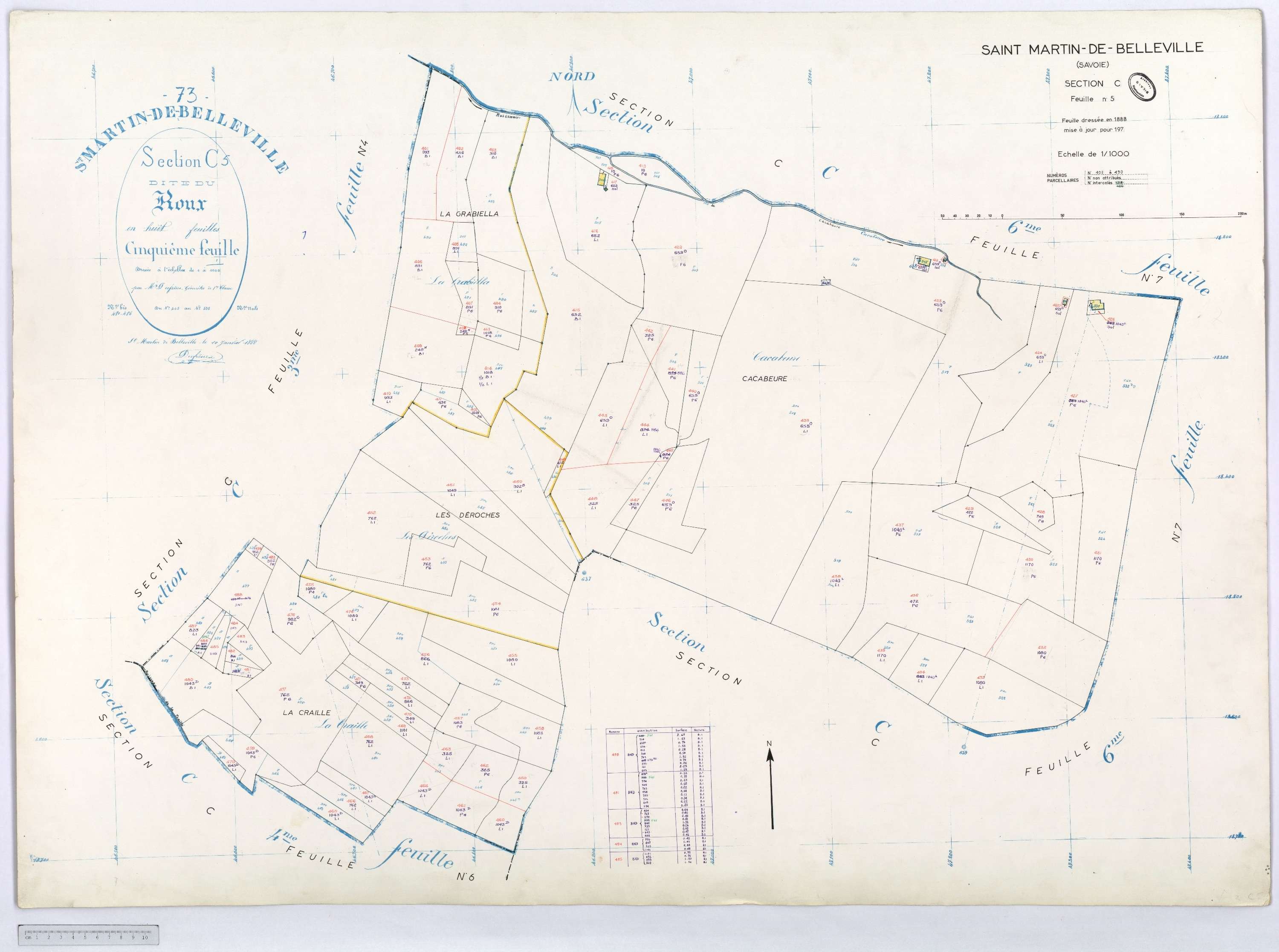 Saint-Martin-de-Belleville - Cadastre rénové, section A à P [1971] et remembré.