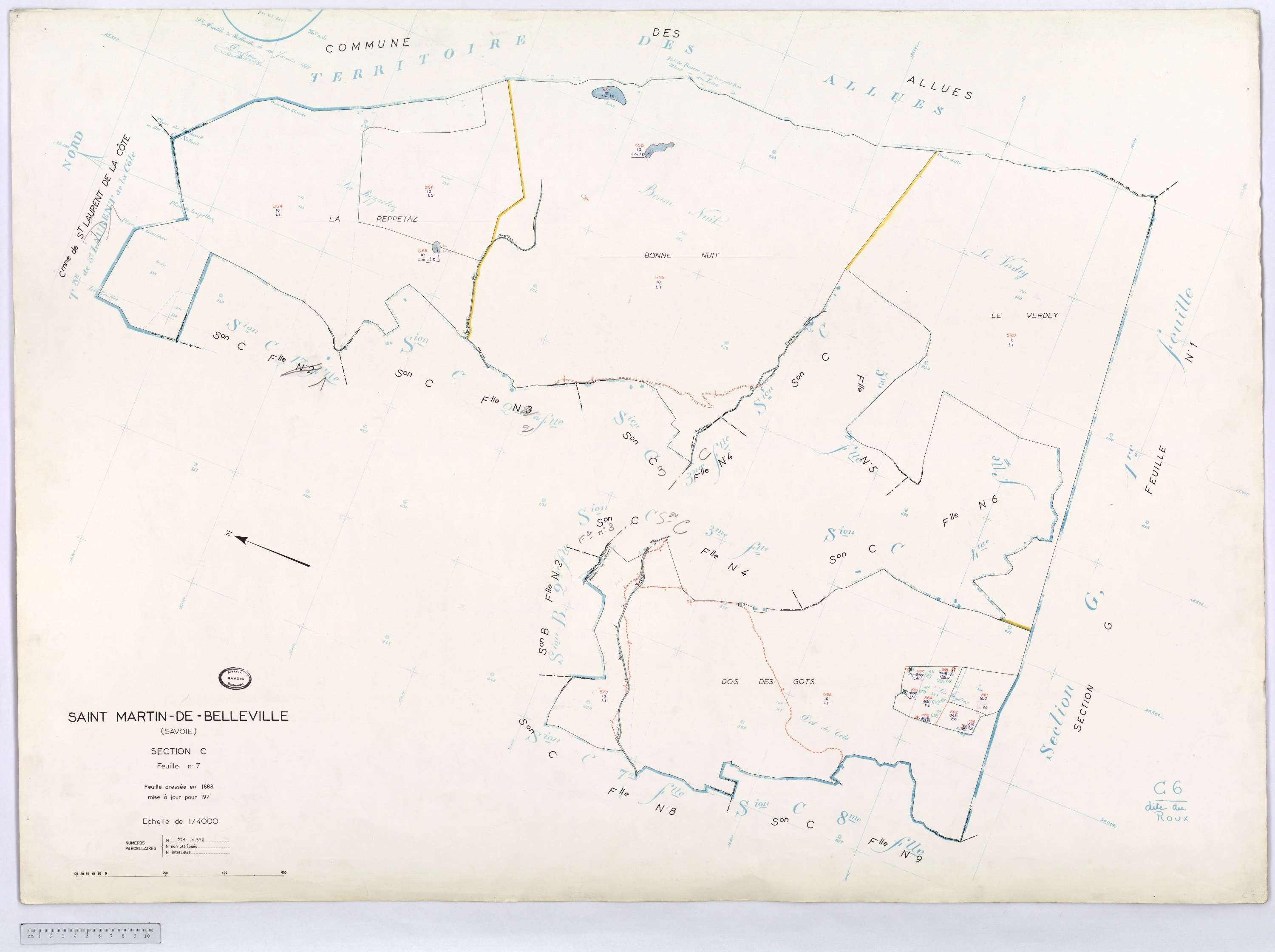 Saint-Martin-de-Belleville - Cadastre rénové, section A à P [1971] et remembré.