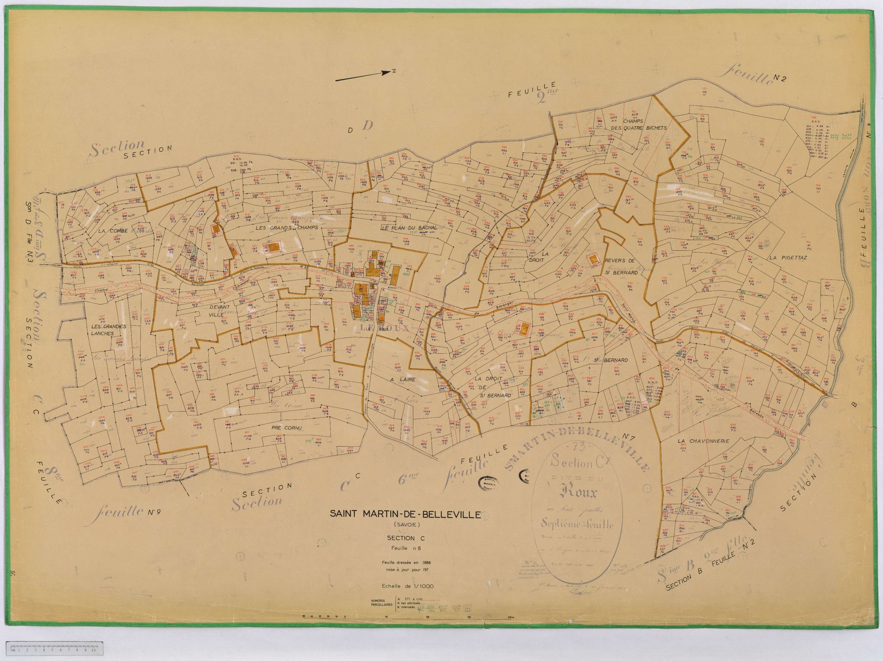 Saint-Martin-de-Belleville - Cadastre rénové, section A à P [1971] et remembré.
