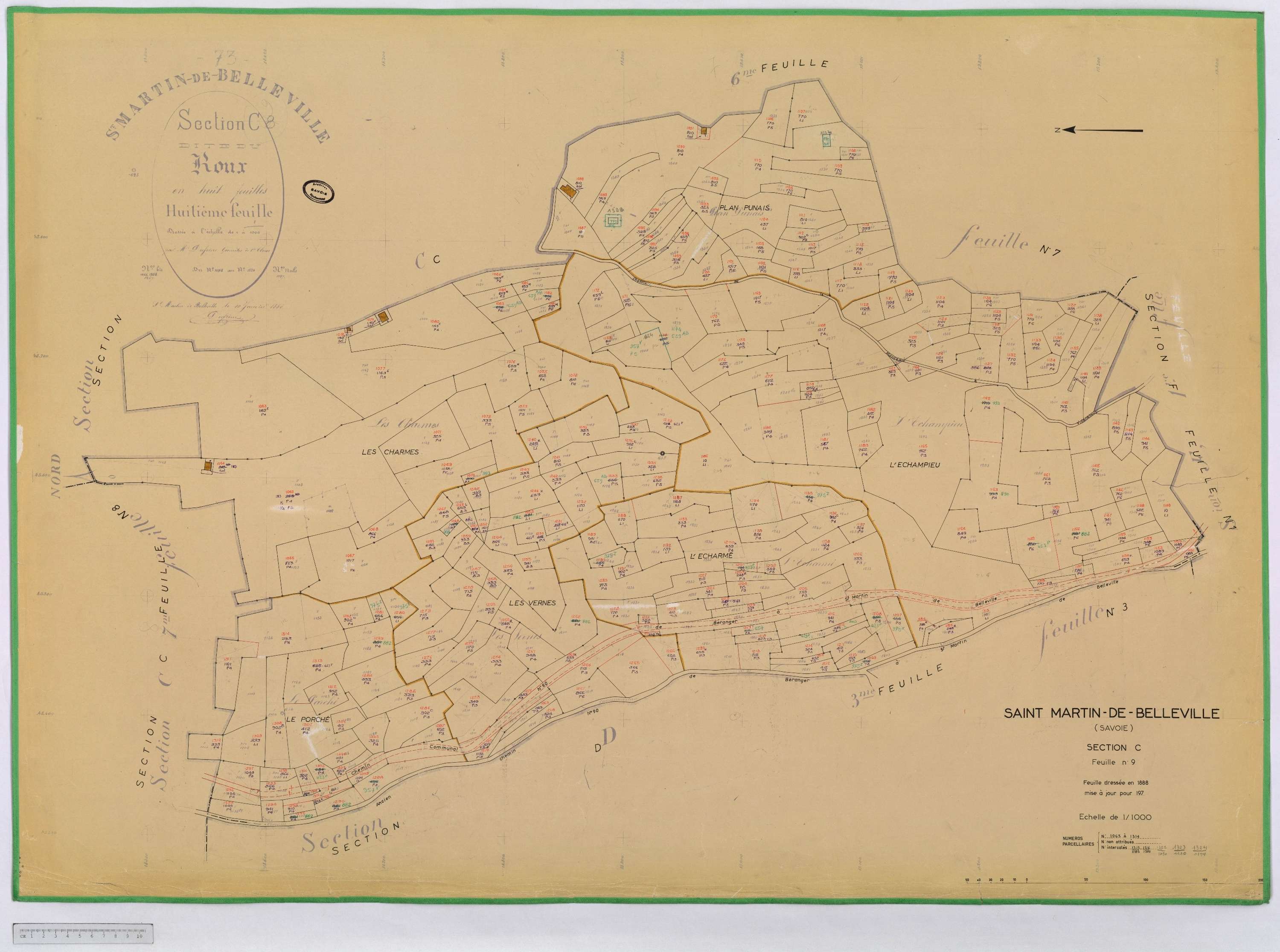 Saint-Martin-de-Belleville - Cadastre rénové, section A à P [1971] et remembré.