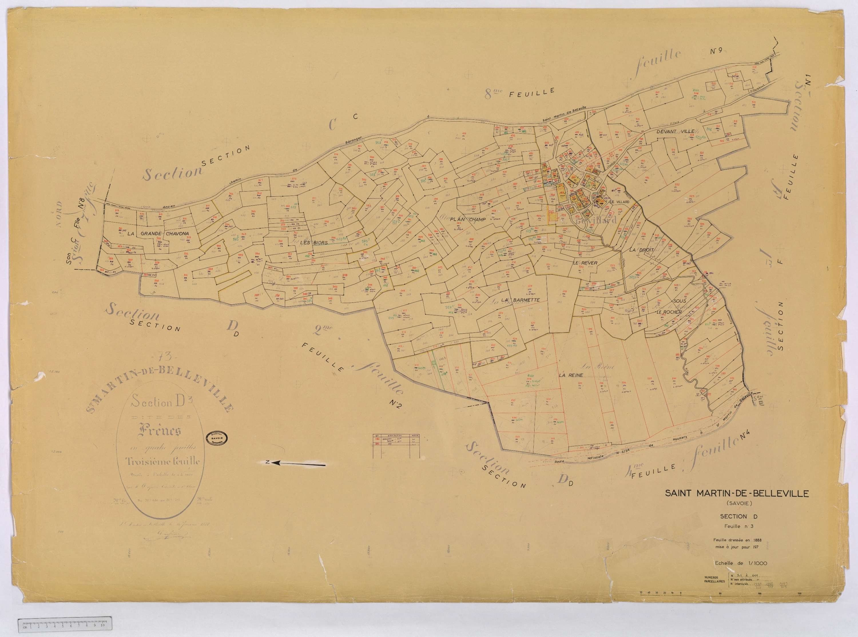 Saint-Martin-de-Belleville - Cadastre rénové, section A à P [1971] et remembré.