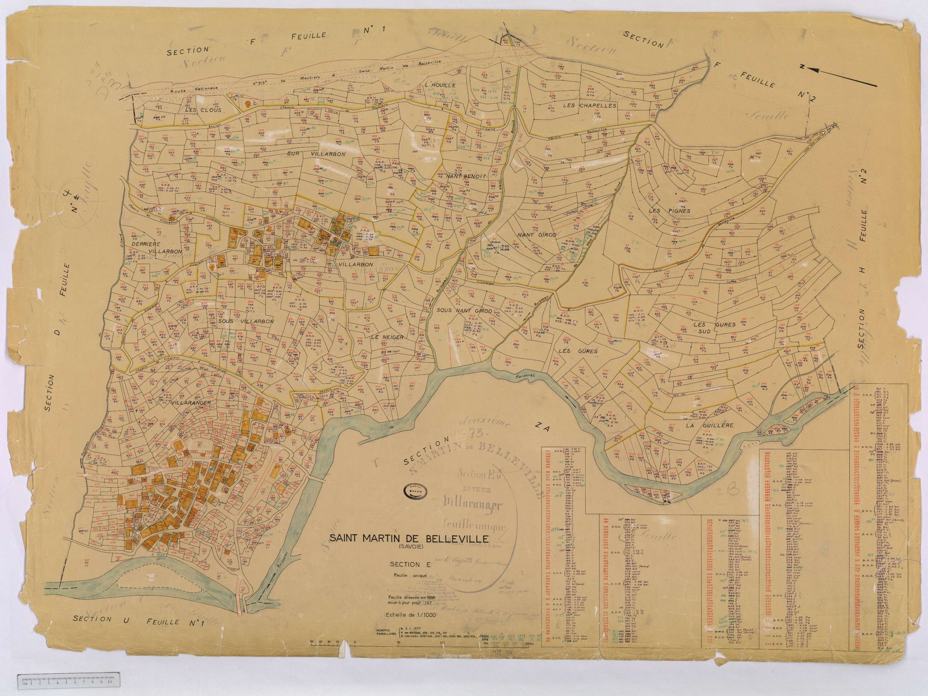 Saint-Martin-de-Belleville - Cadastre rénové, section A à P [1971] et remembré.