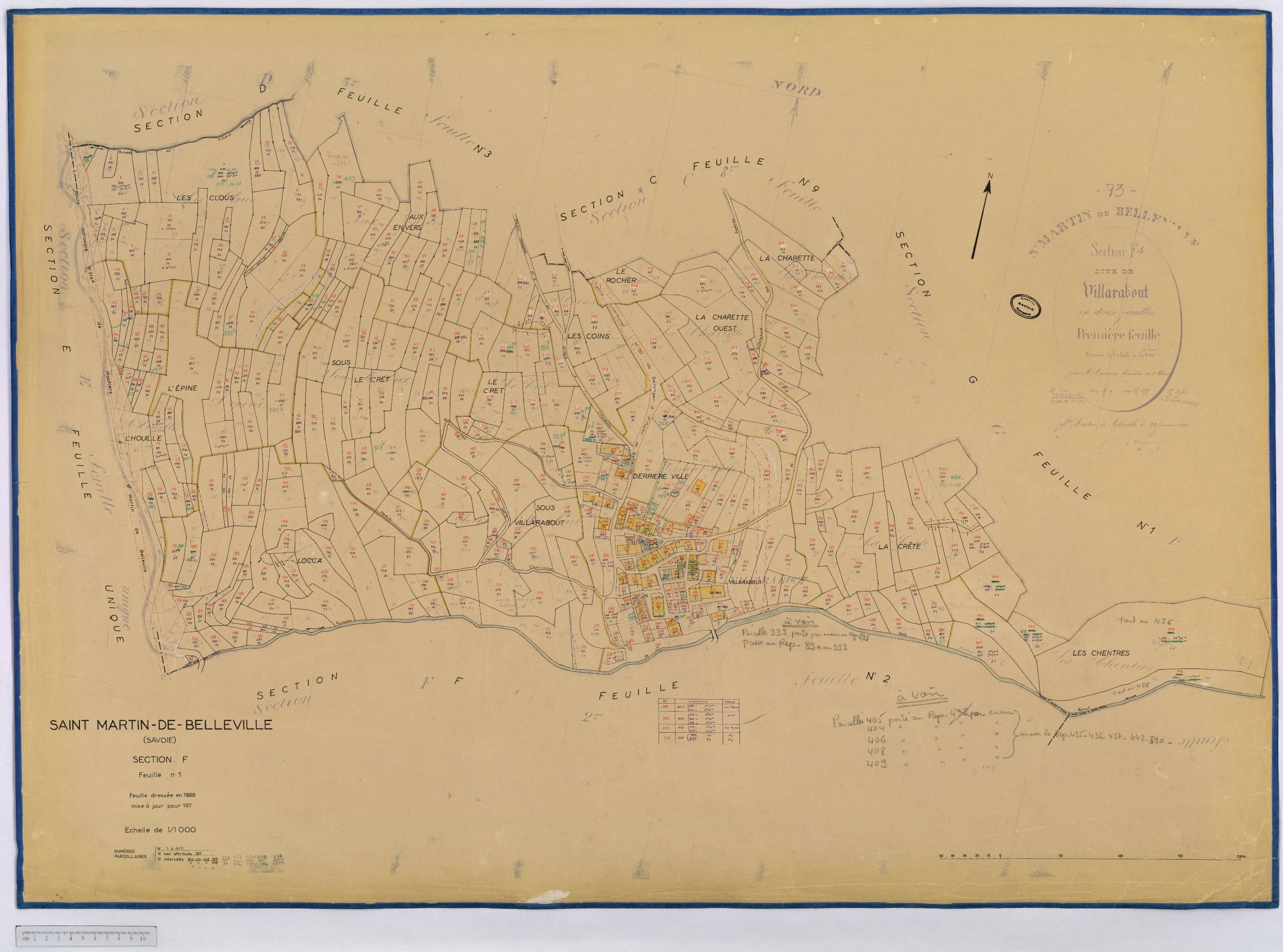 Saint-Martin-de-Belleville - Cadastre rénové, section A à P [1971] et remembré.