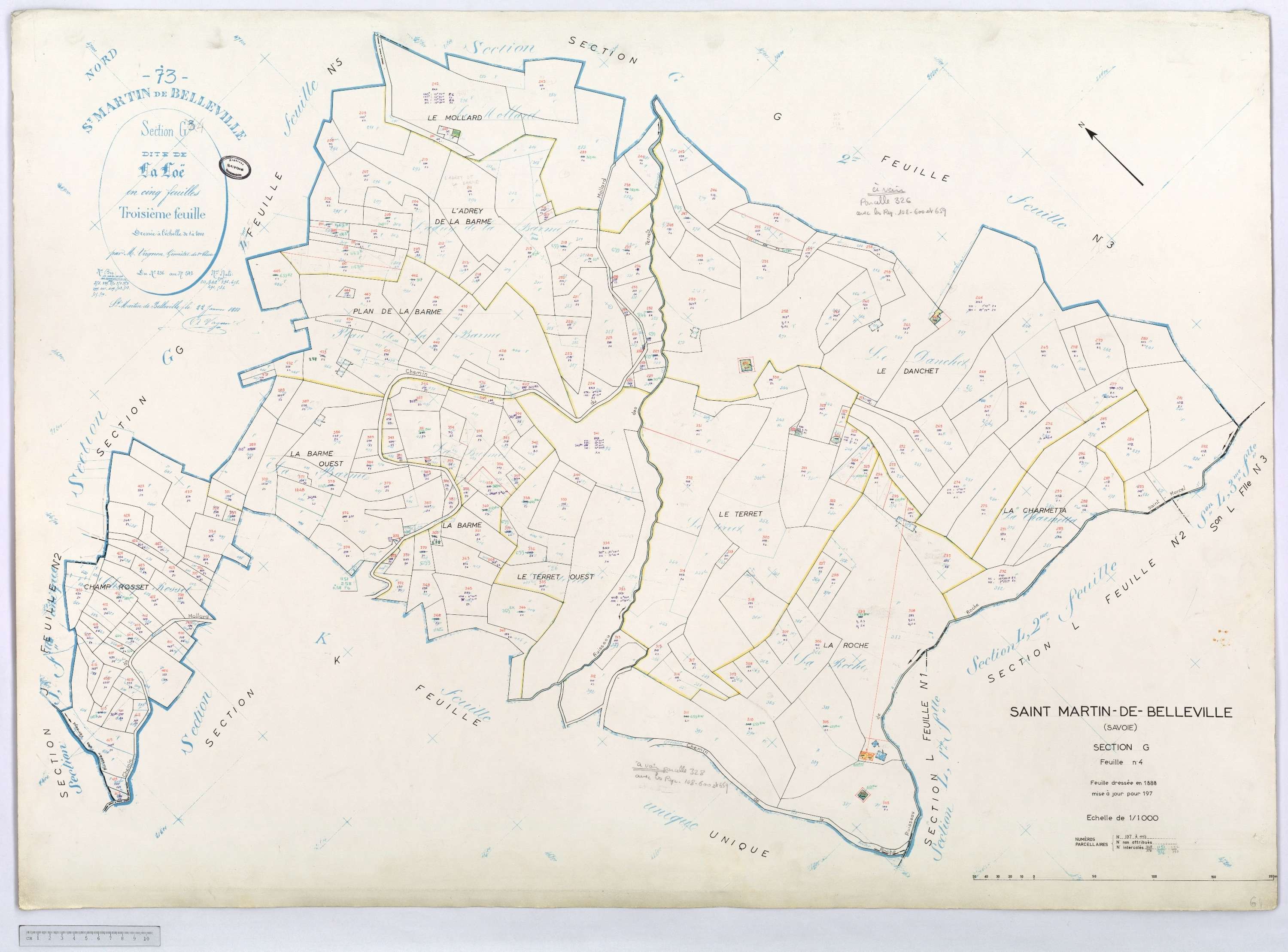 Saint-Martin-de-Belleville - Cadastre rénové, section A à P [1971] et remembré.