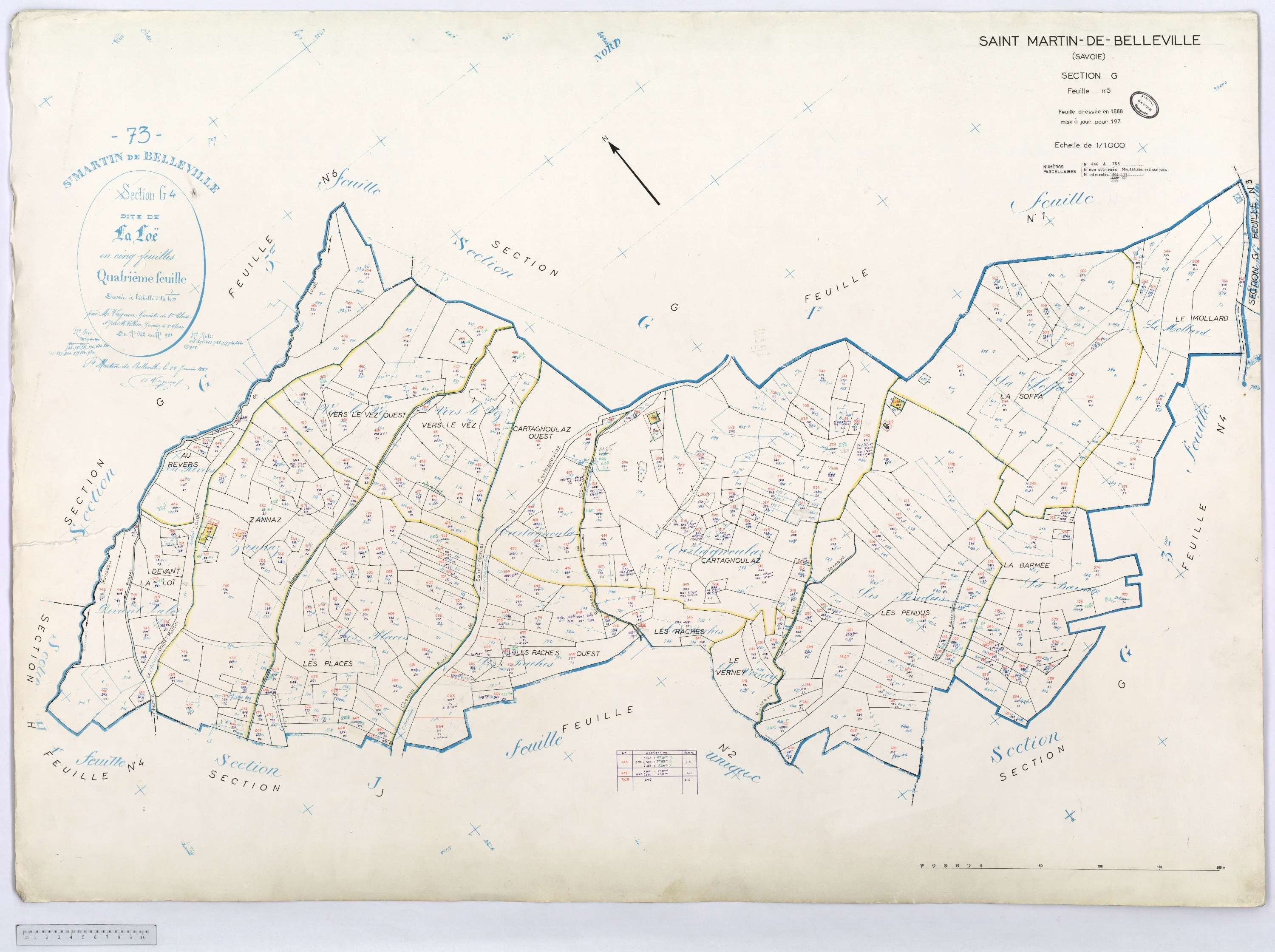Saint-Martin-de-Belleville - Cadastre rénové, section A à P [1971] et remembré.