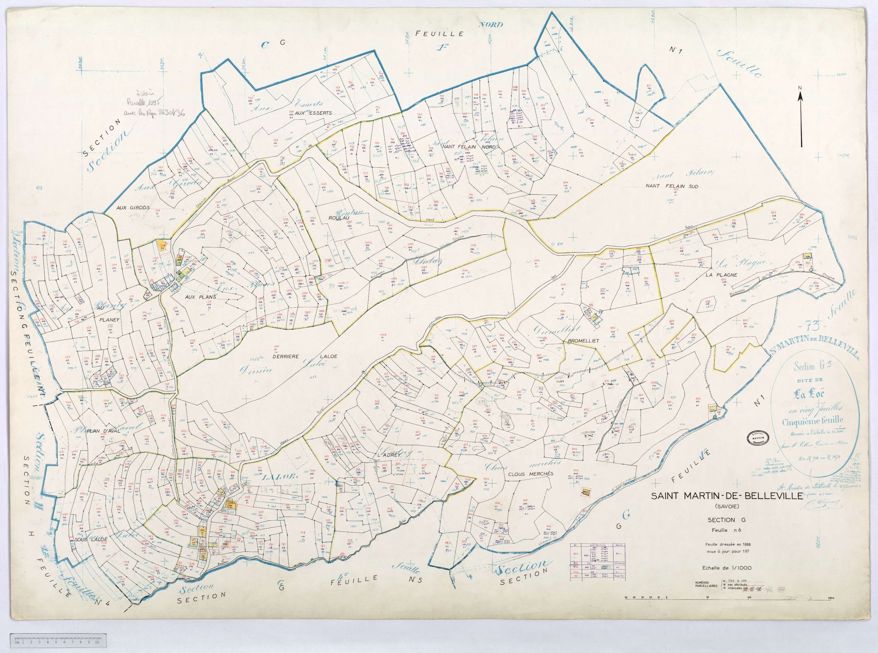 Saint-Martin-de-Belleville - Cadastre rénové, section A à P [1971] et remembré.