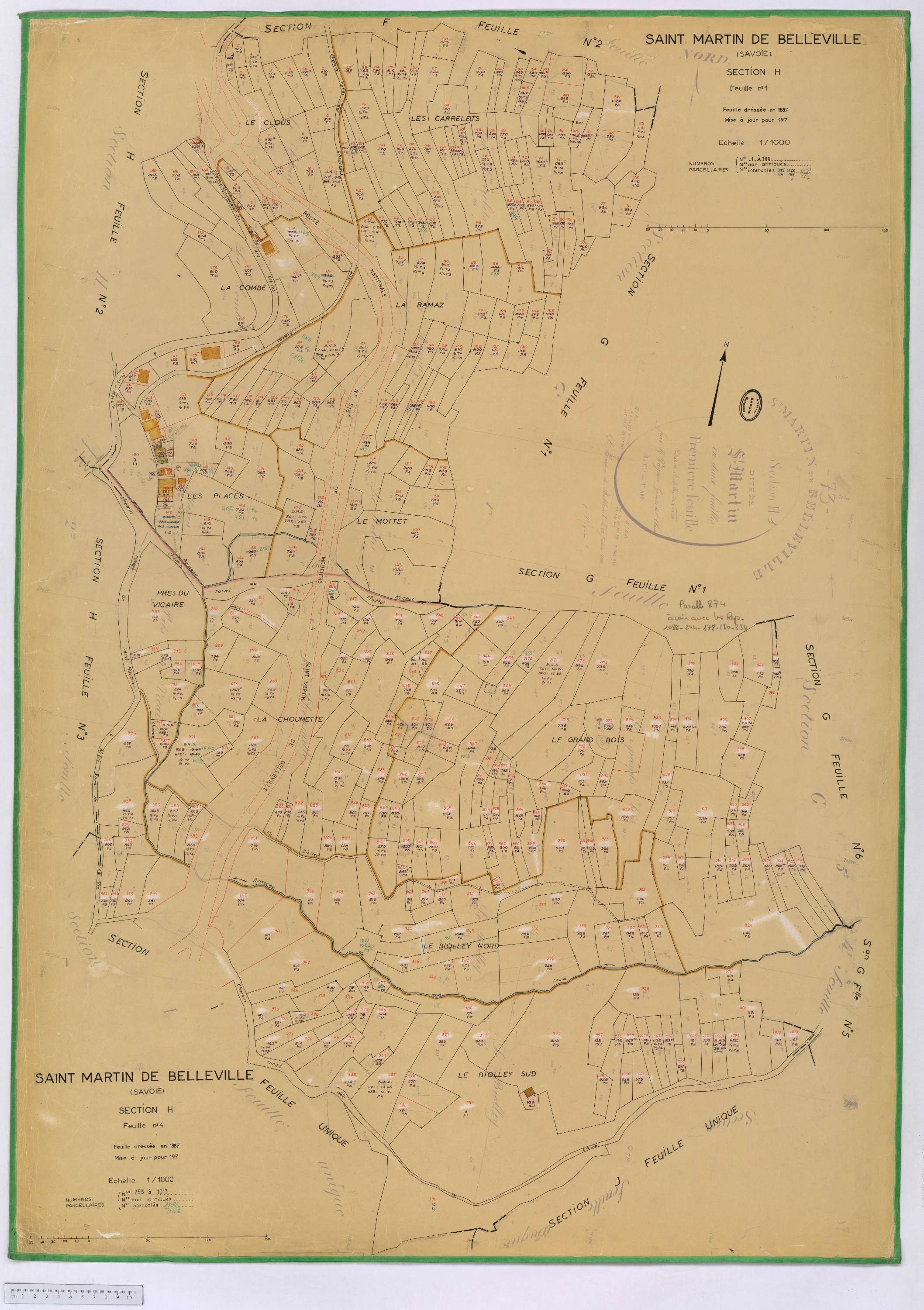 Saint-Martin-de-Belleville - Cadastre rénové, section A à P [1971] et remembré.
