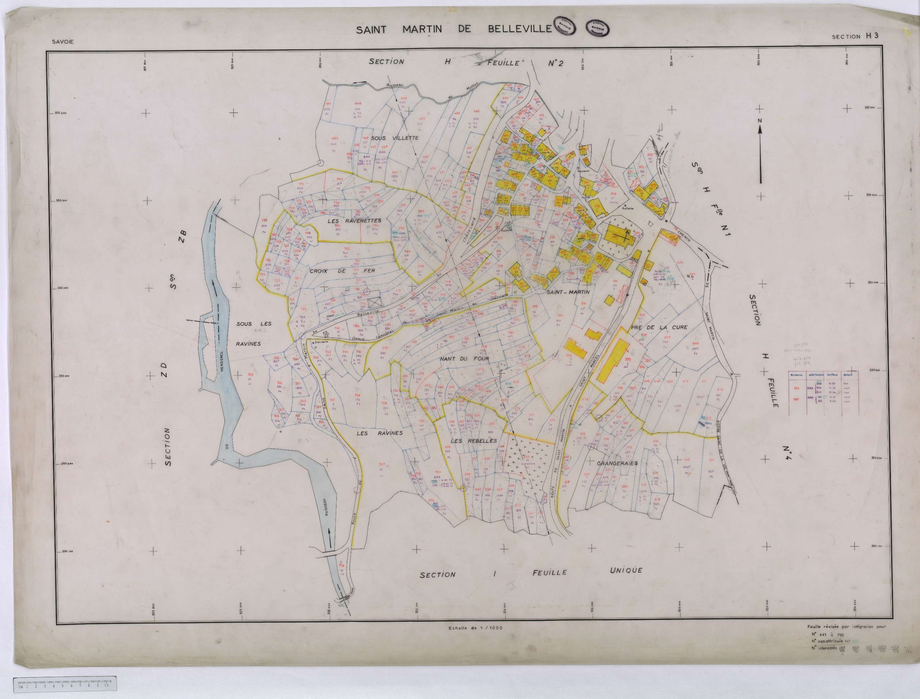 Saint-Martin-de-Belleville - Cadastre rénové, section A à P [1971] et remembré.