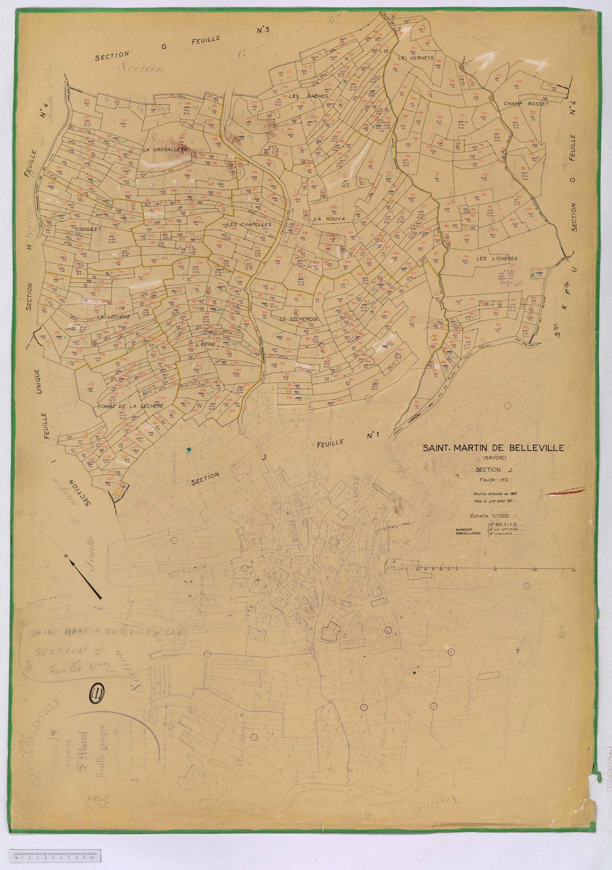 Saint-Martin-de-Belleville - Cadastre rénové, section A à P [1971] et remembré.
